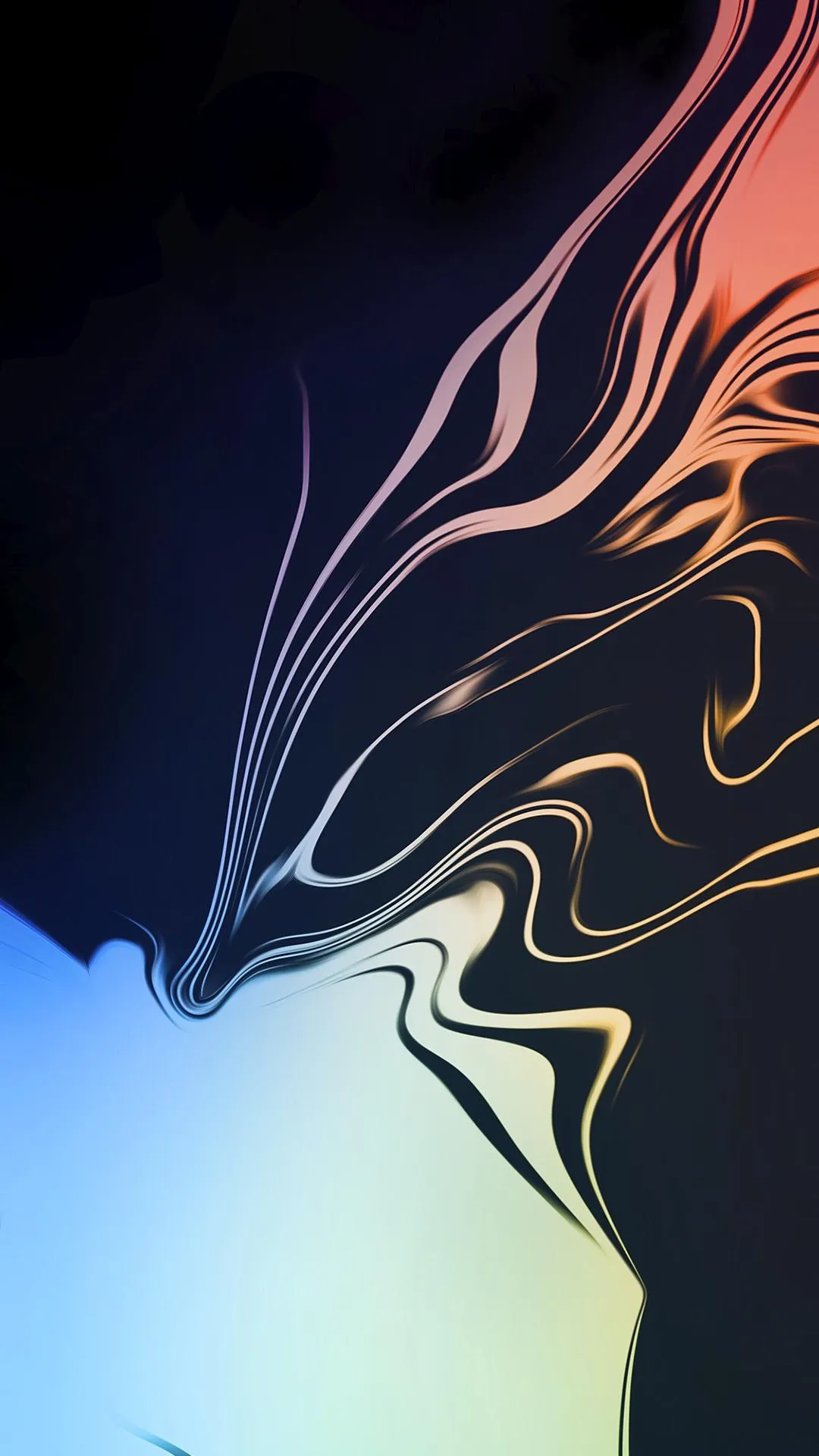 Abstract Digital Lines with Purple and Gold Flow Wallpaper