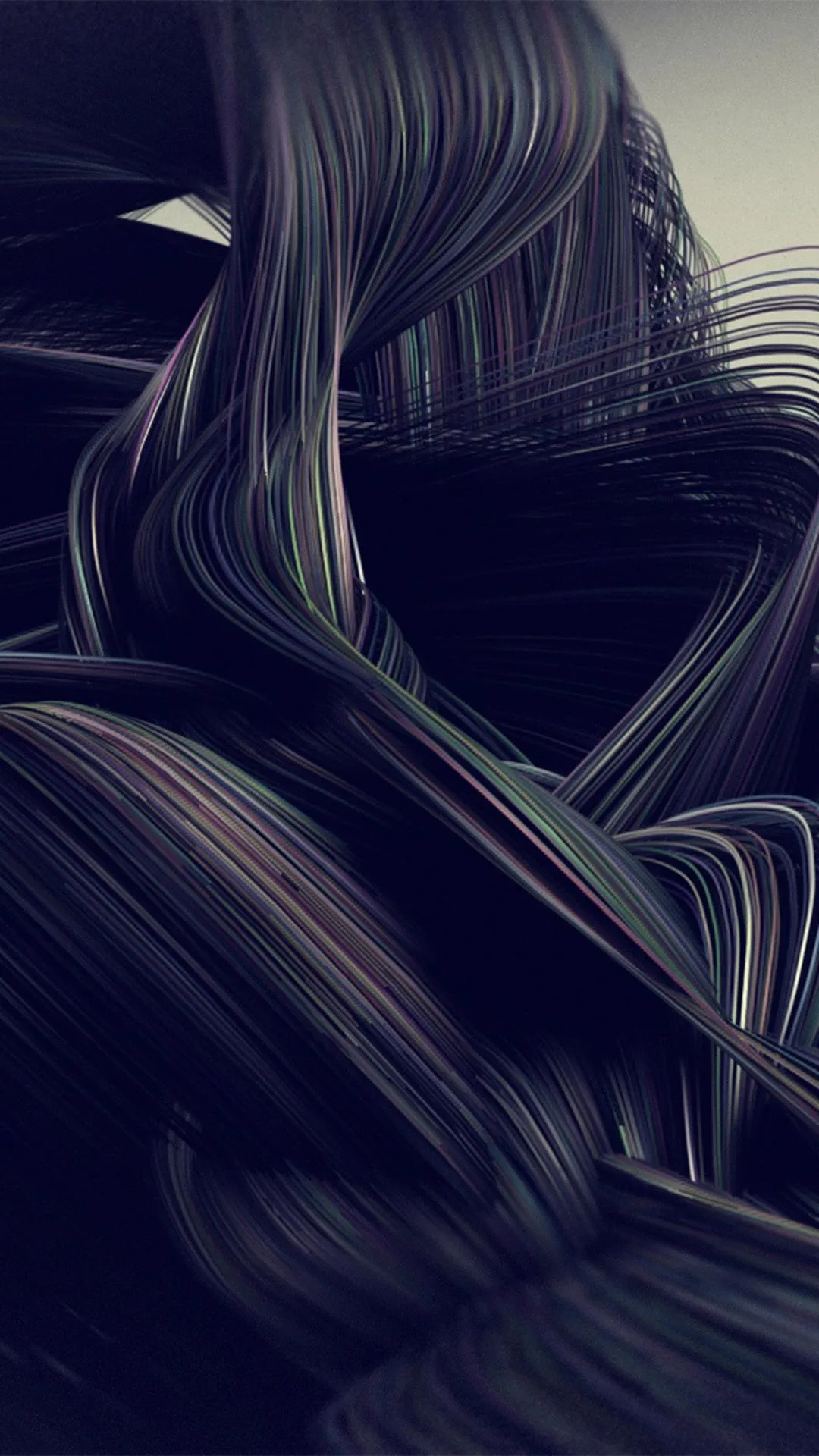 Abstract Flow of Digital Lines in a Dark Twisting Pattern