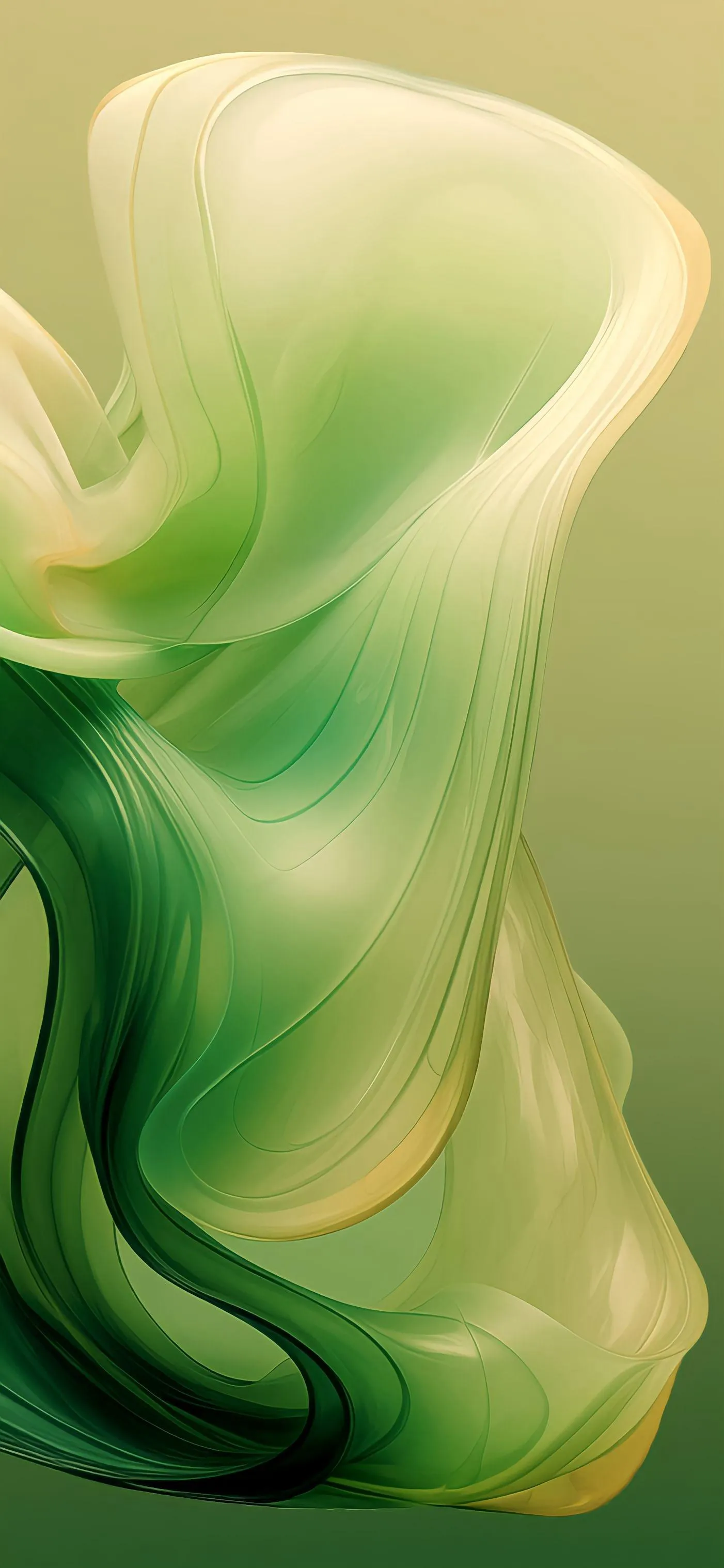Abstract Flowing Green Smoke on Neutral Background