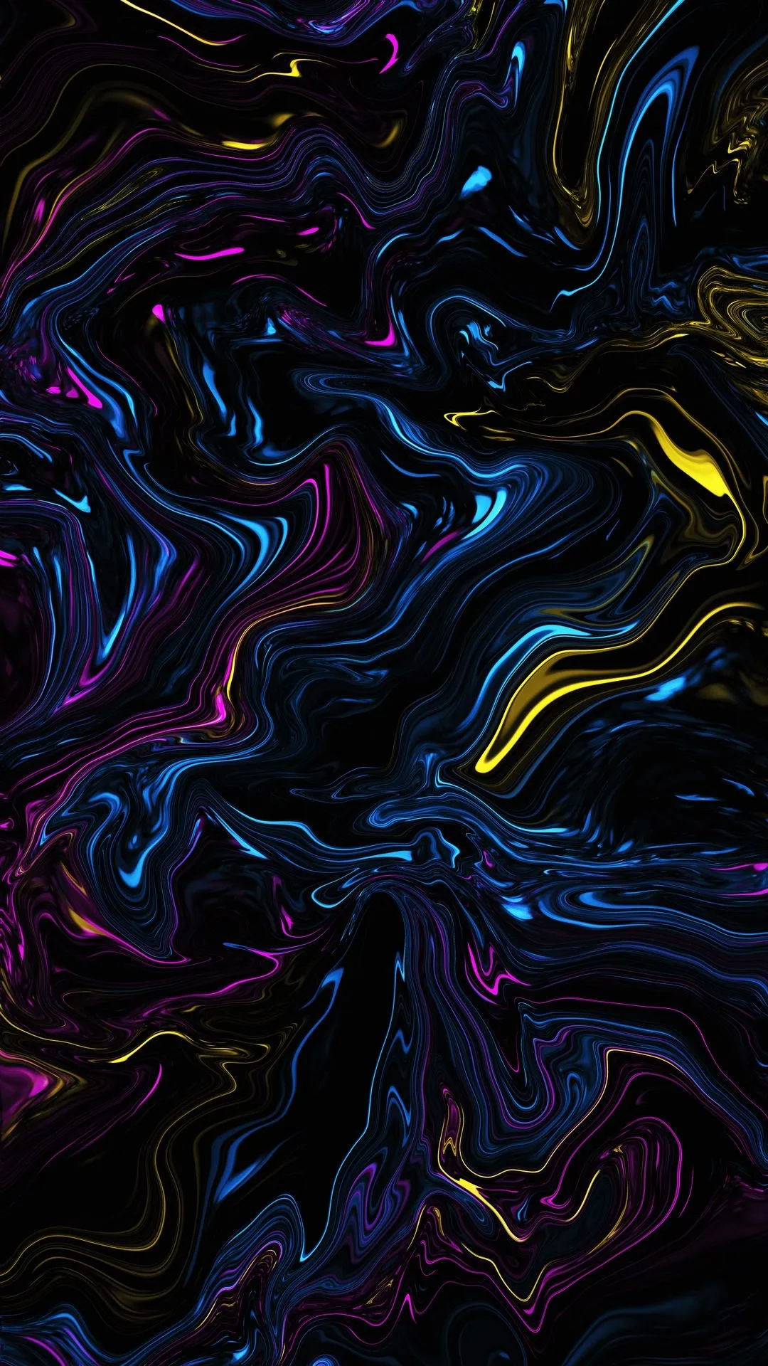 Abstract Fluid Paint Pattern with Dark Blue Tones Wallpaper