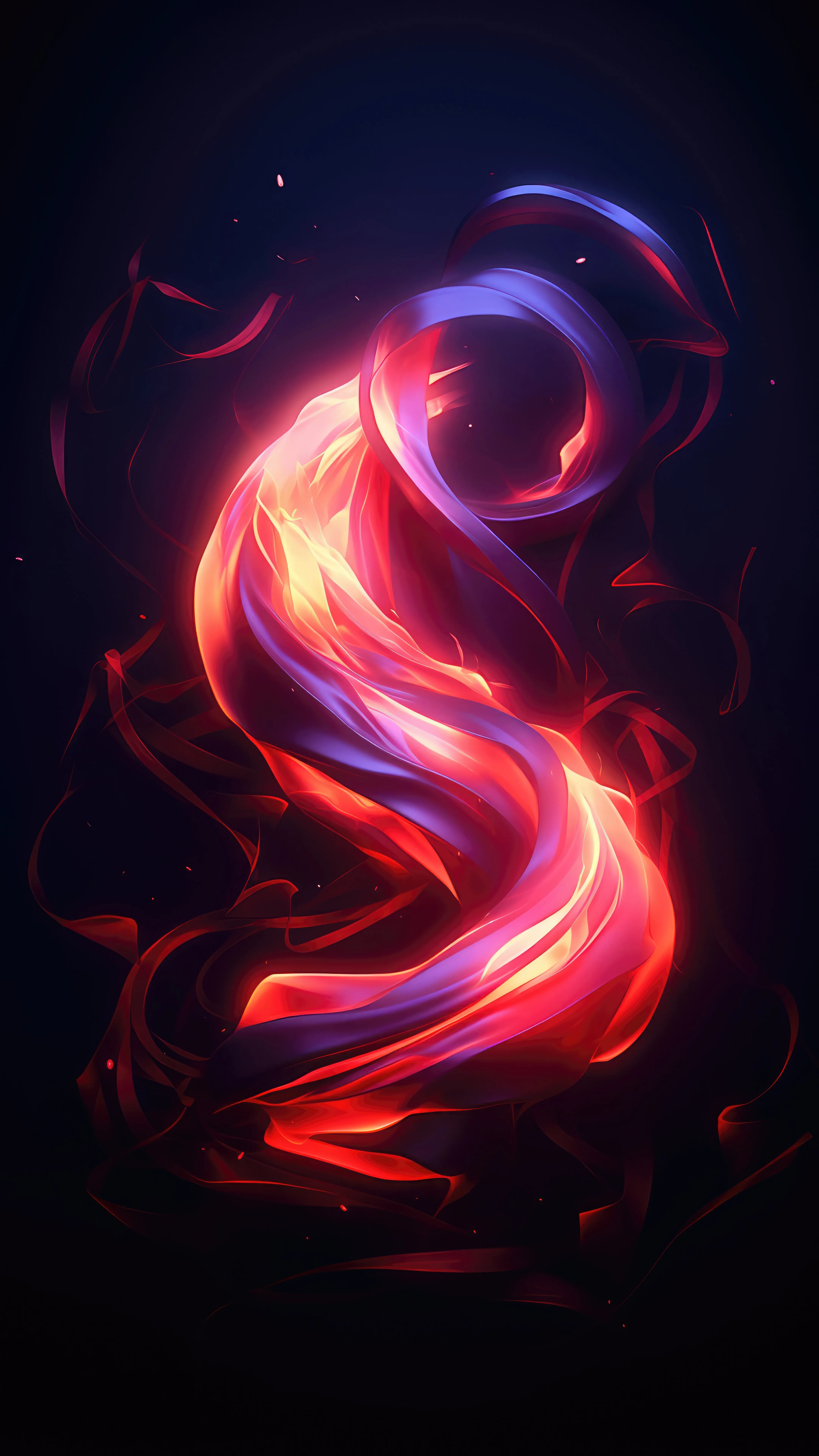 Abstract Glowing Red and Purple Light Swirl Effect Wallpaper