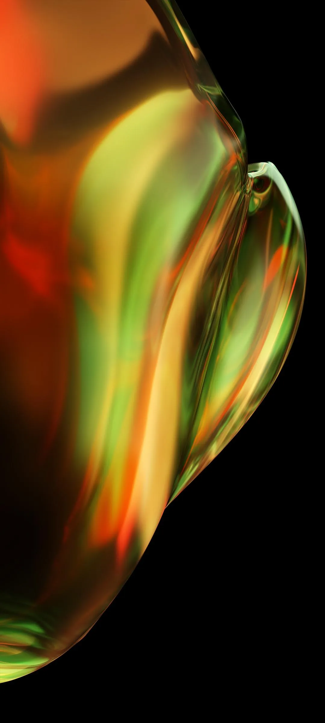 Abstract Golden Fluid Shape in Black Space Wallpaper