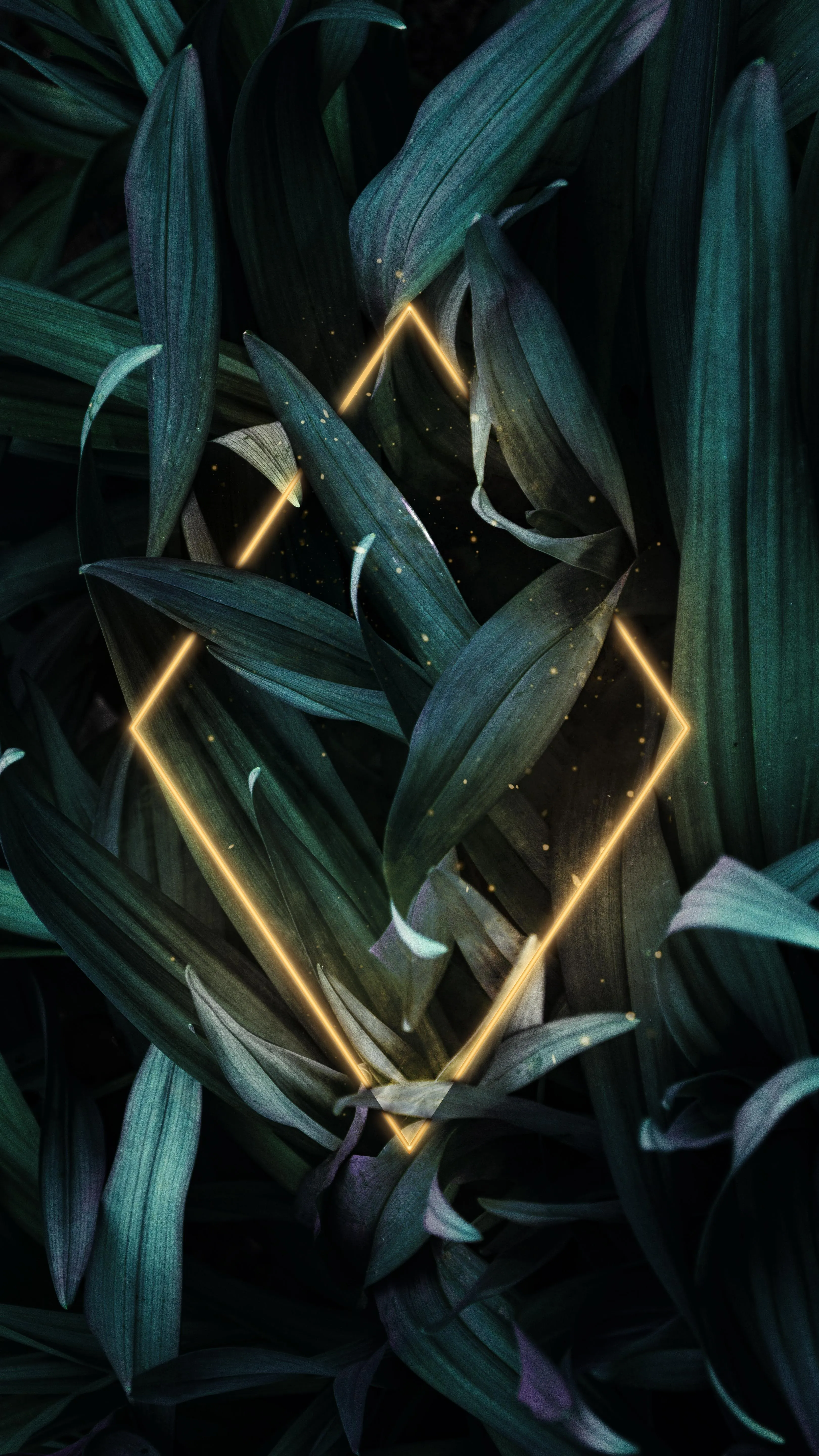 Abstract Golden Lines on Dark Green Artistic Background