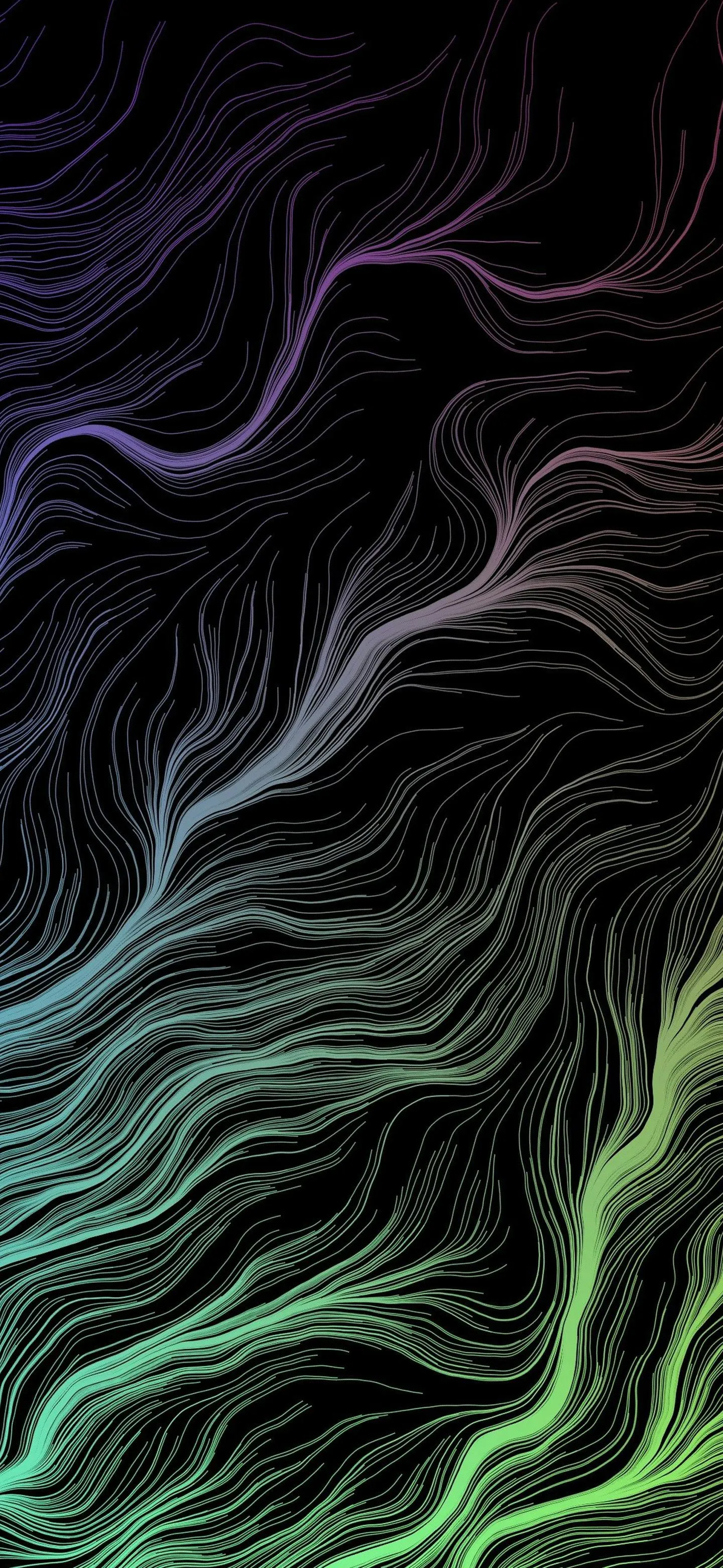Abstract Green Smoke Lines on Black Background Wallpaper