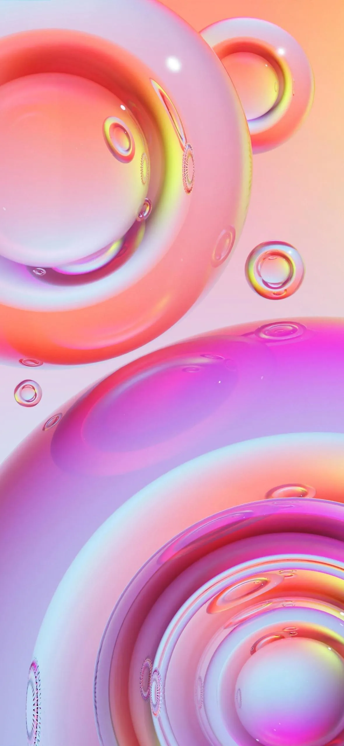 Abstract Liquid Bubbles with Pink and Yellow Gradient