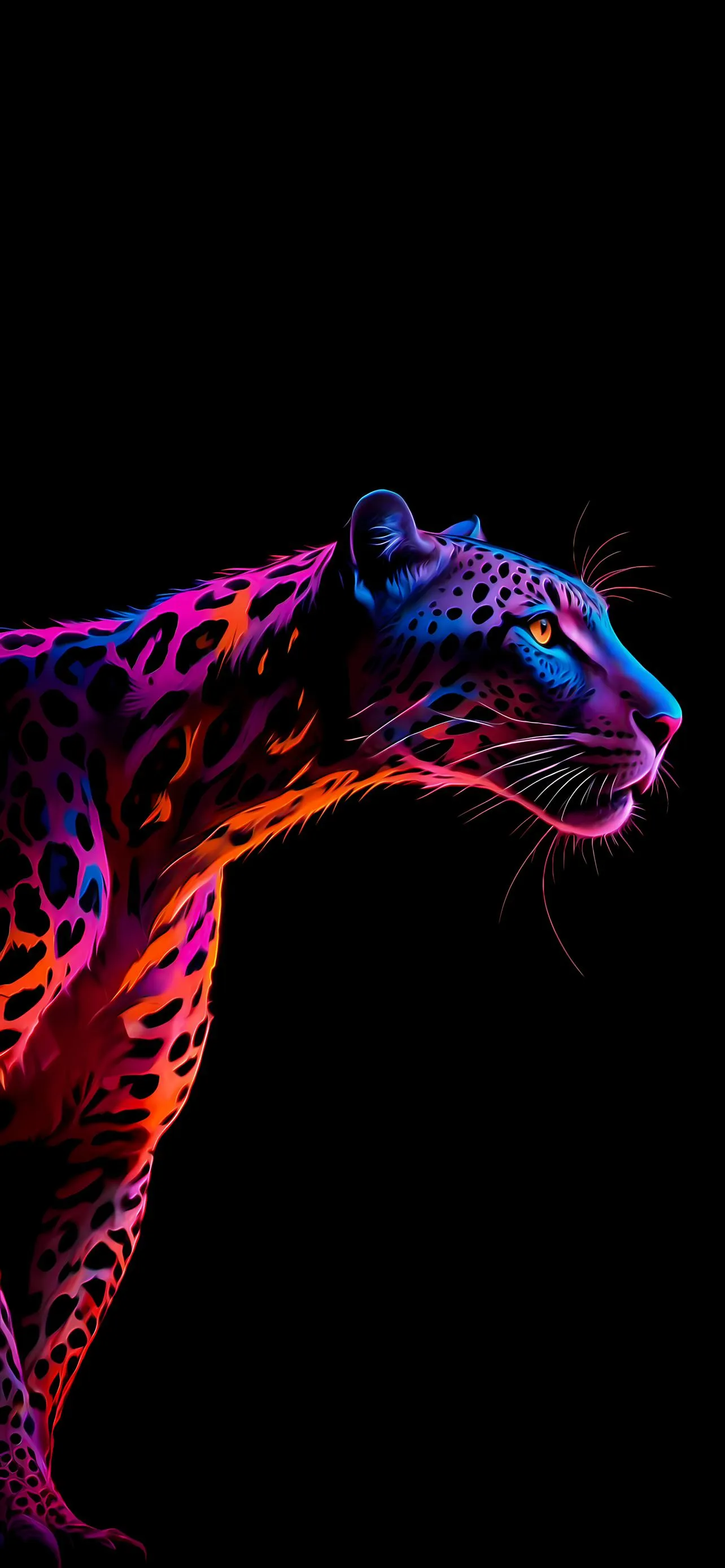 Abstract Neon Animal Artwork in Luminous Colors Wallpaper