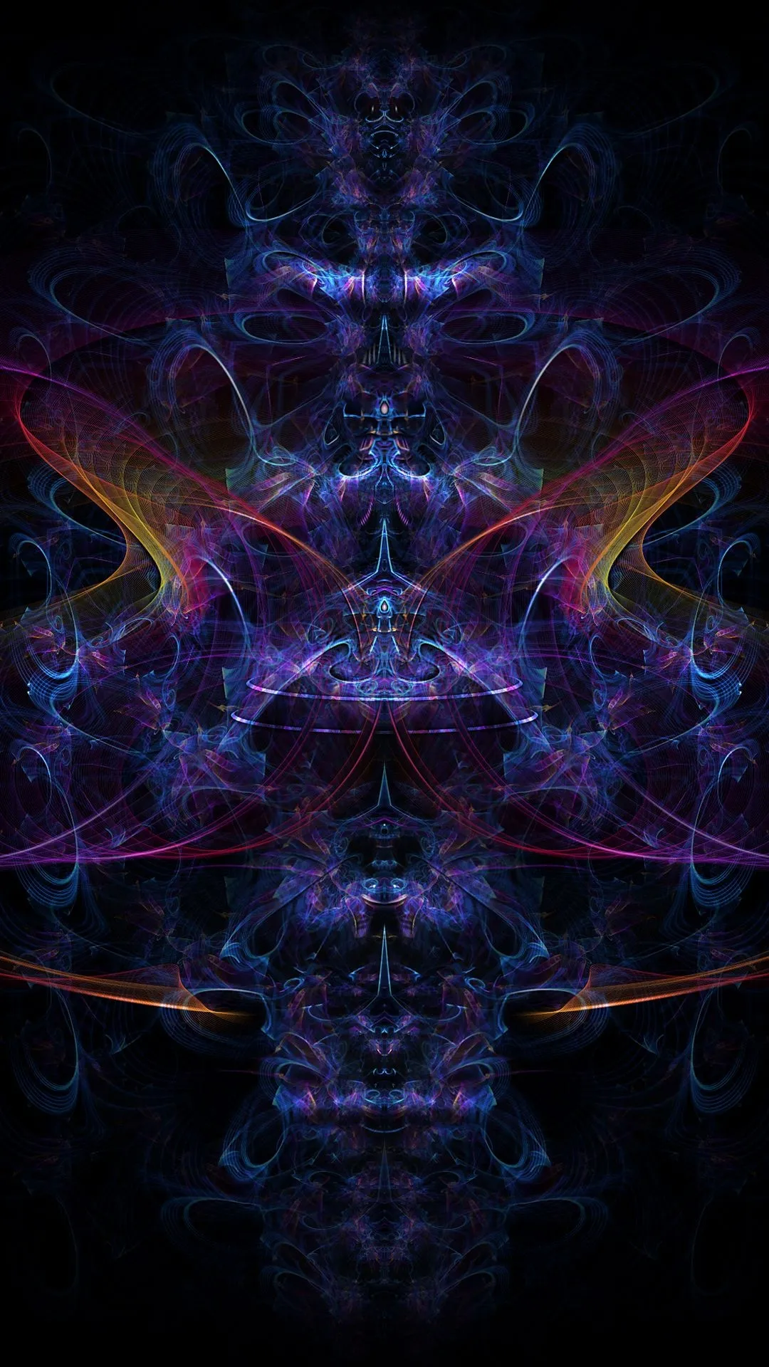 Abstract Neon Symmetry Digital Energy Artwork Wallpaper