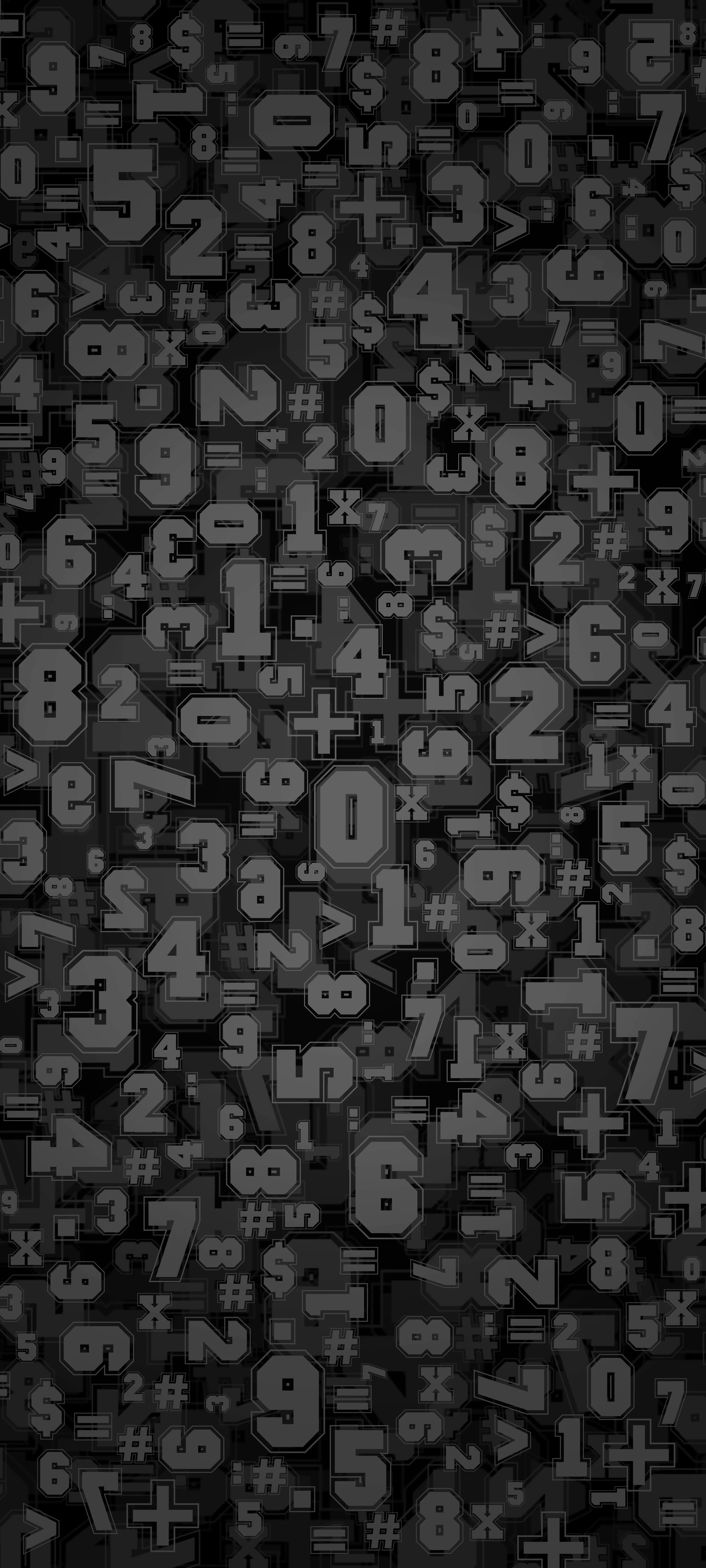 Abstract Number Pattern in Shades of Black and Dark Grey