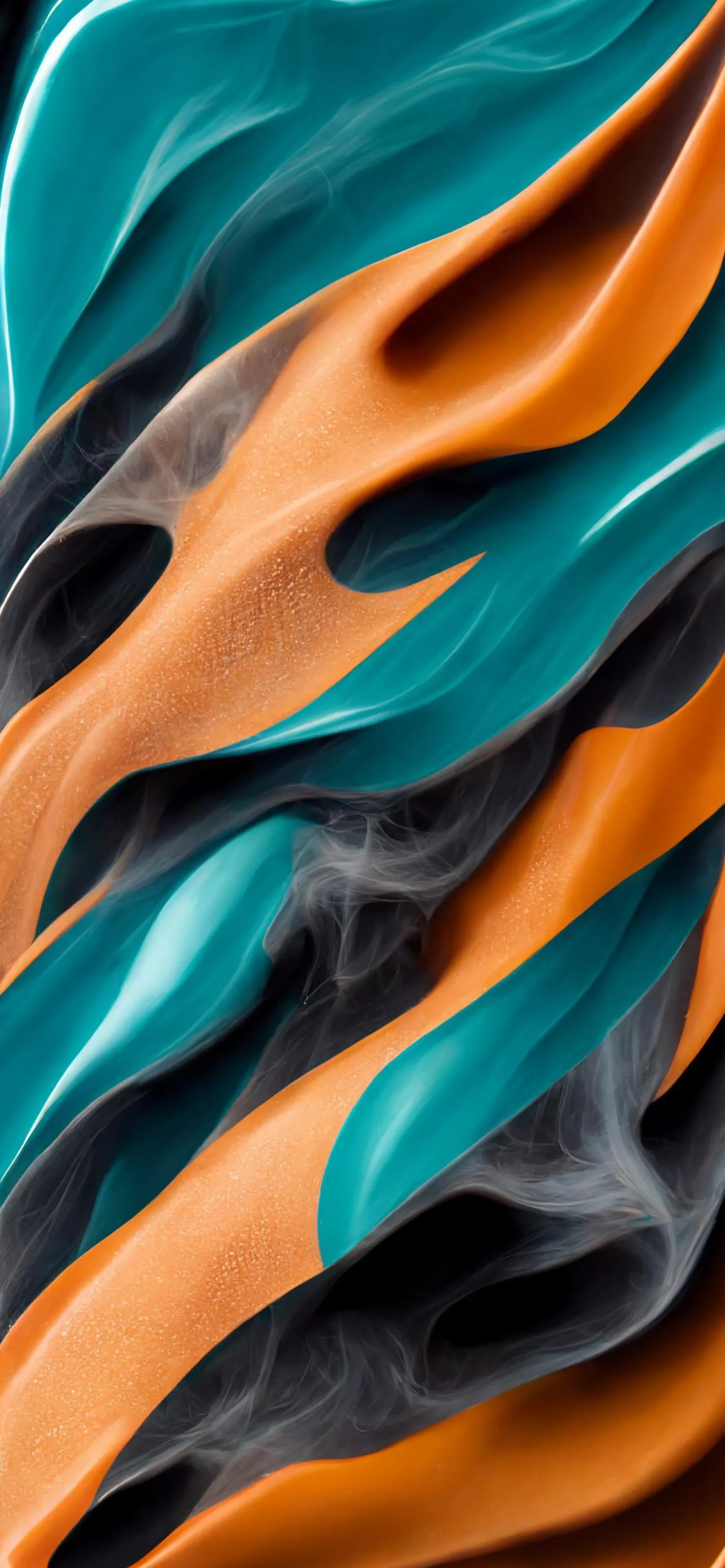 Abstract Orange and Blue Wavy Layered Pattern Wallpaper