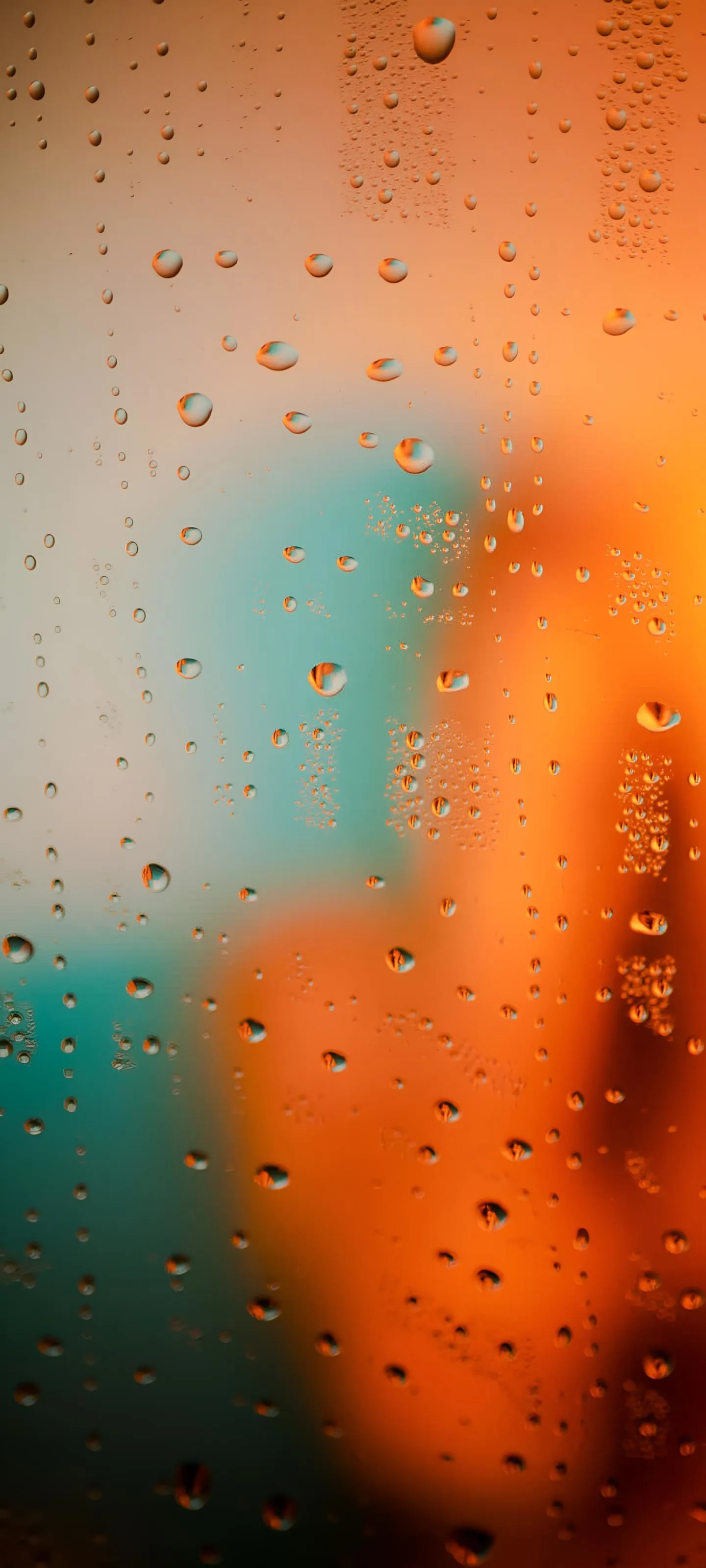 Abstract Orange Blue Art with Water Droplets Wallpaper