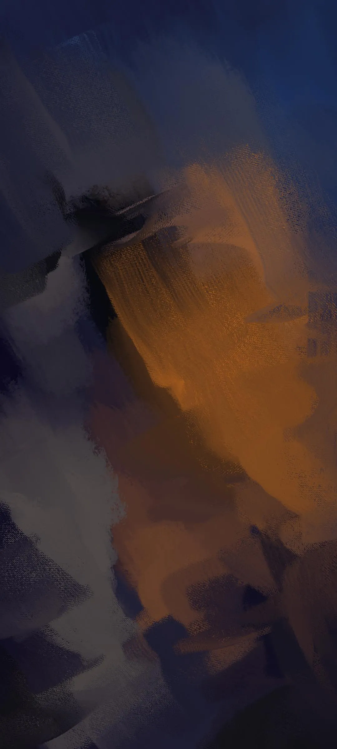 Abstract Painting with Shades of Orange and Blue Tones