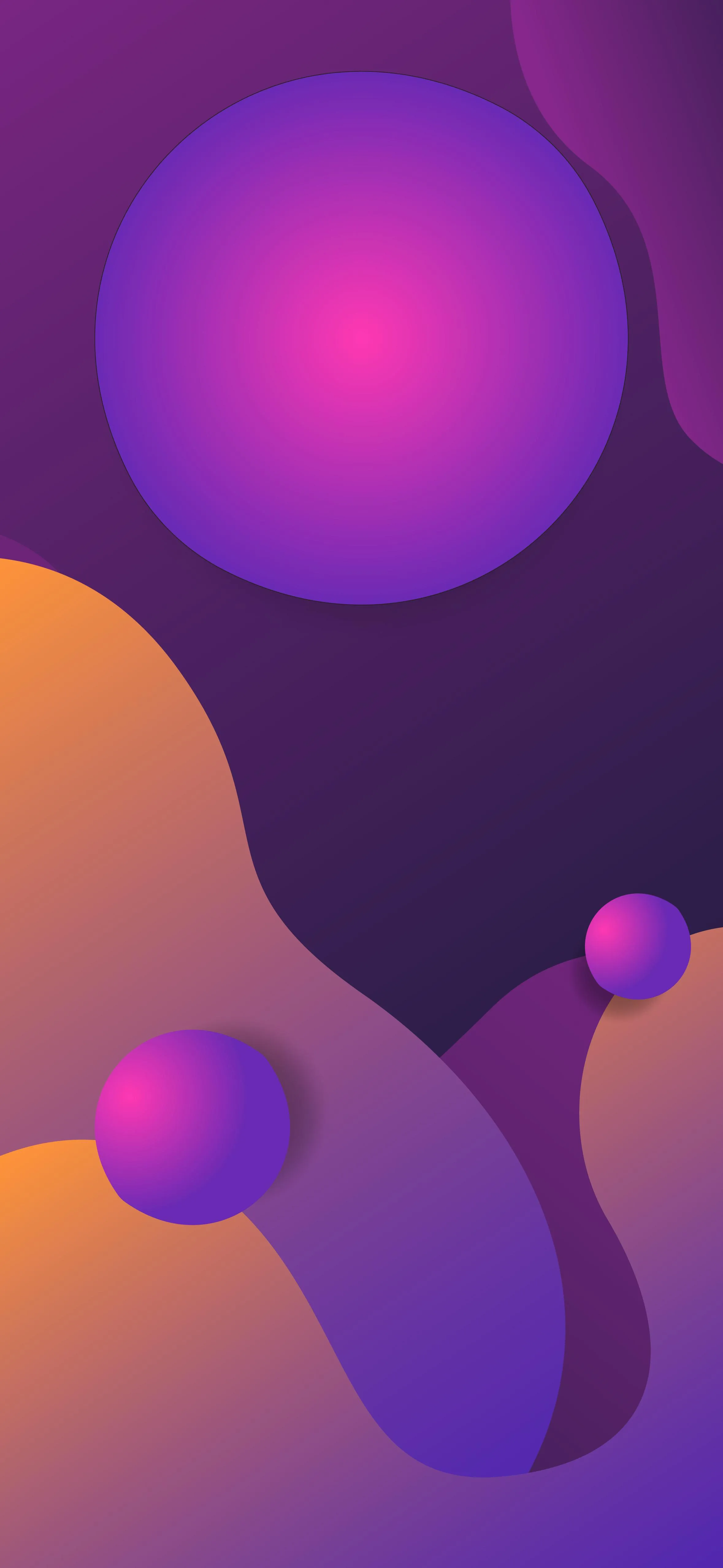 Abstract Purple and Orange Shapes in 3D Style Wallpaper