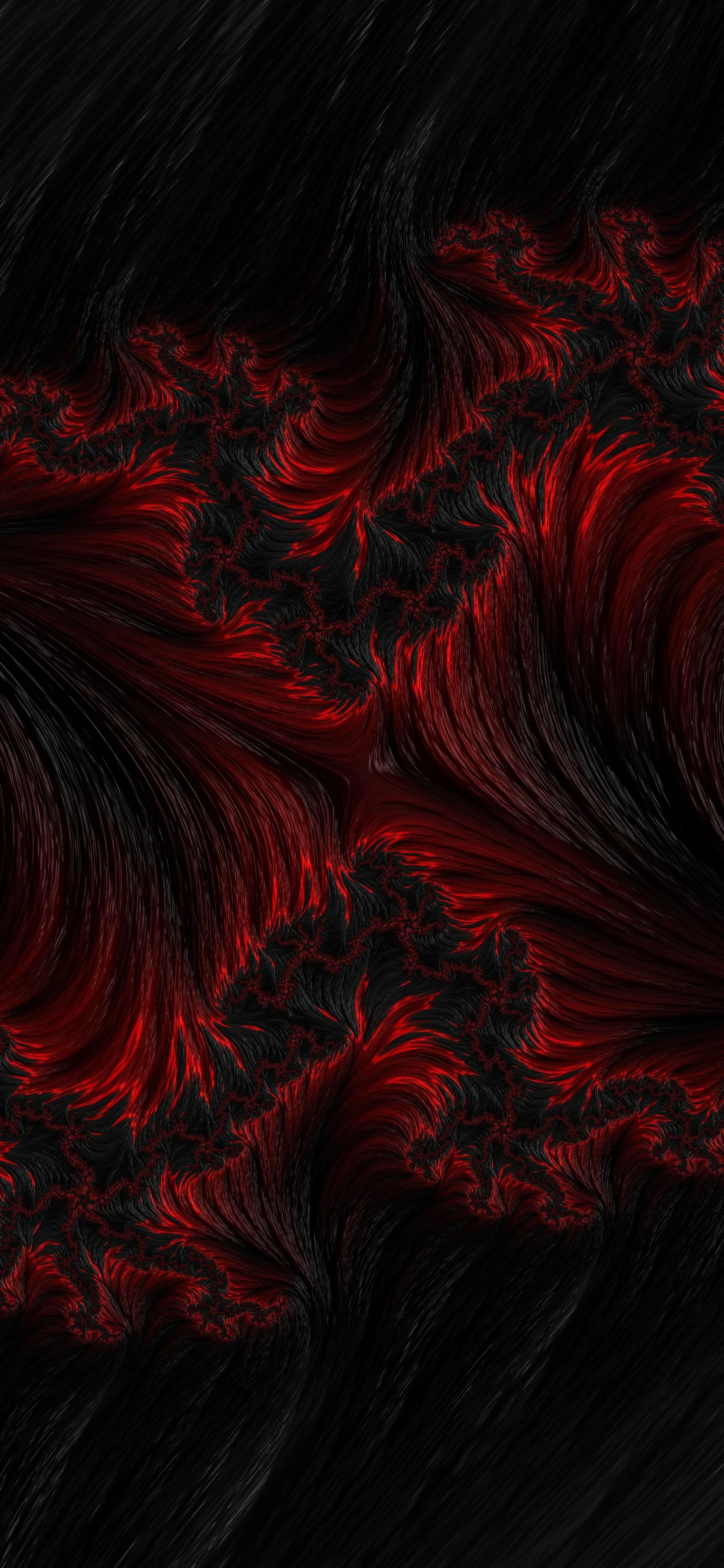 Abstract Red and Black Fractal Digital Art Wallpaper