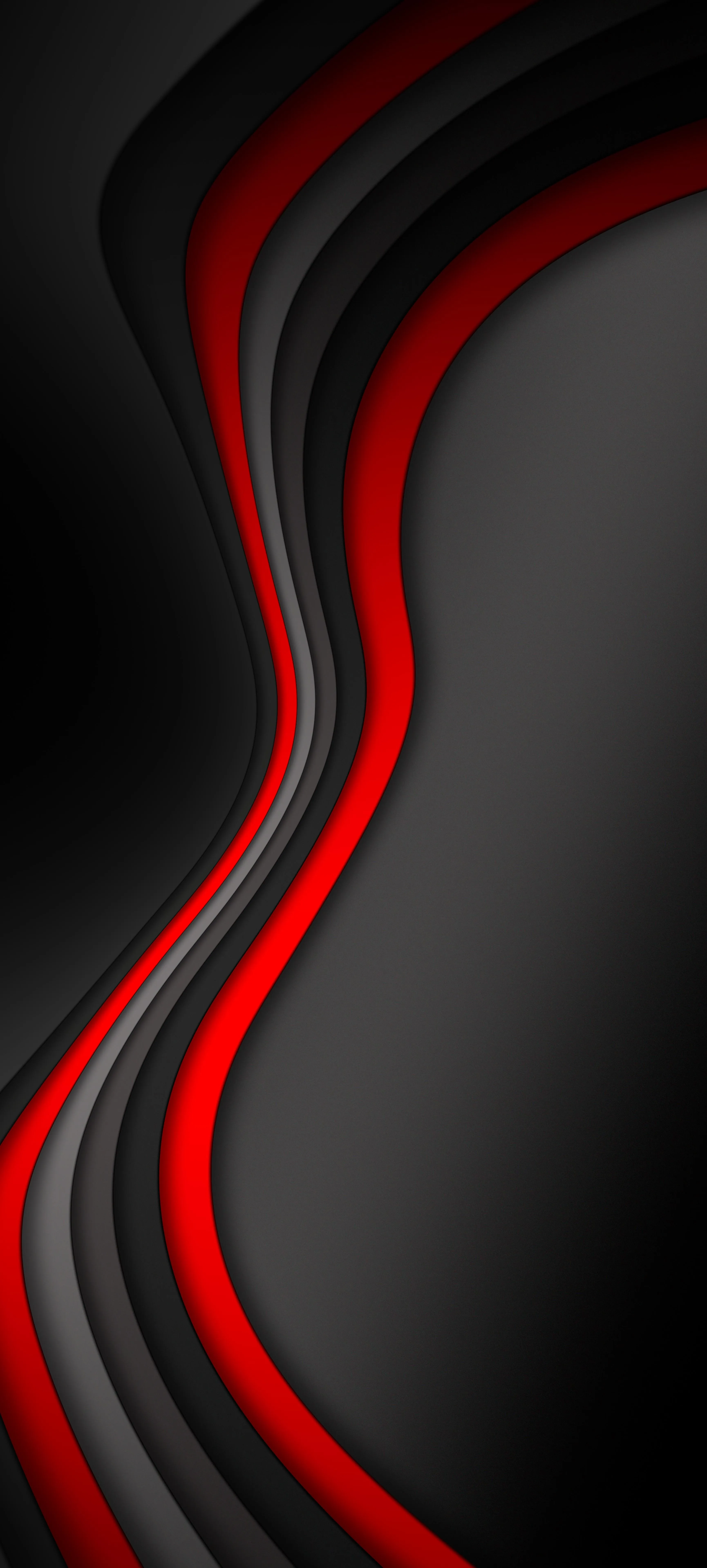 Abstract Red and Black Wavy Lines on Smooth Background