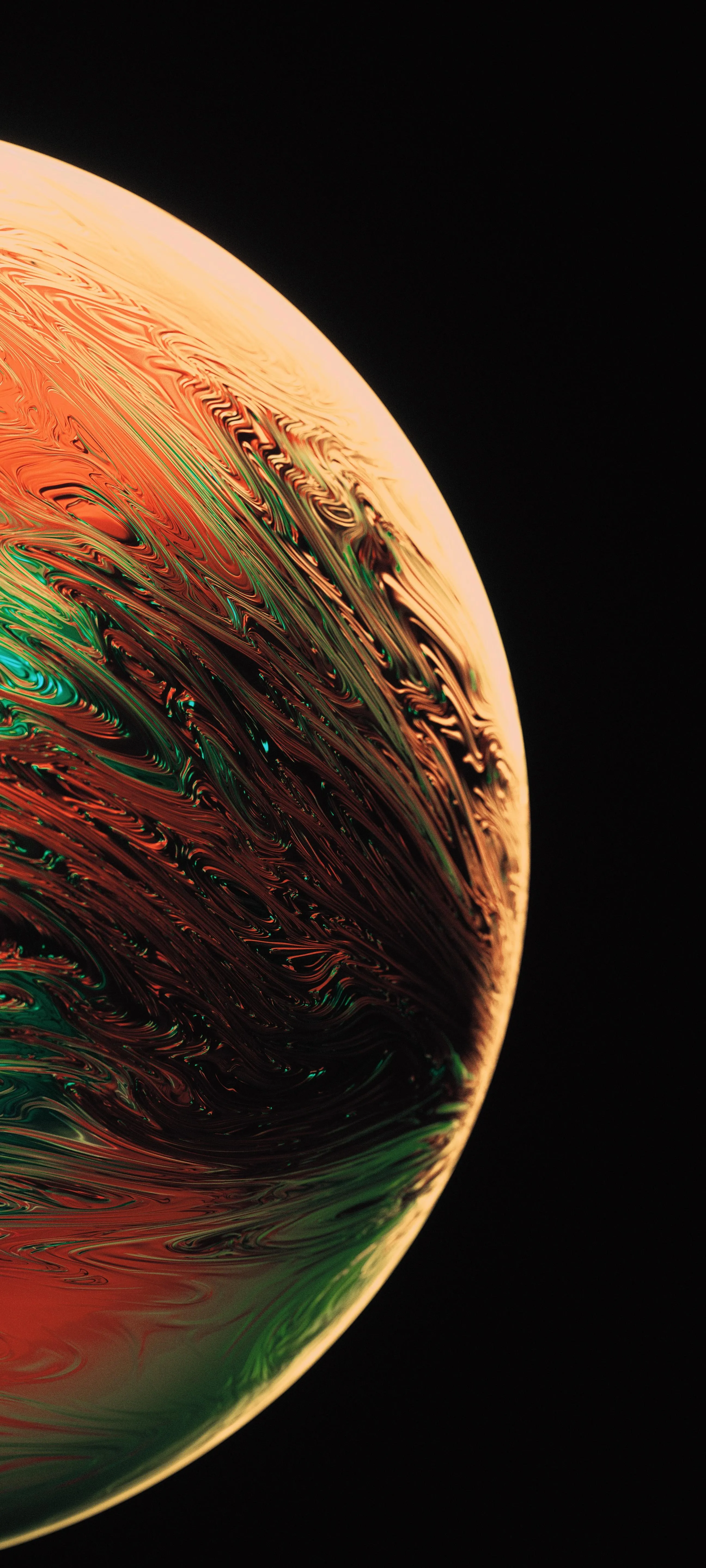 Abstract Red and Green Planet in Deep Black Space Image