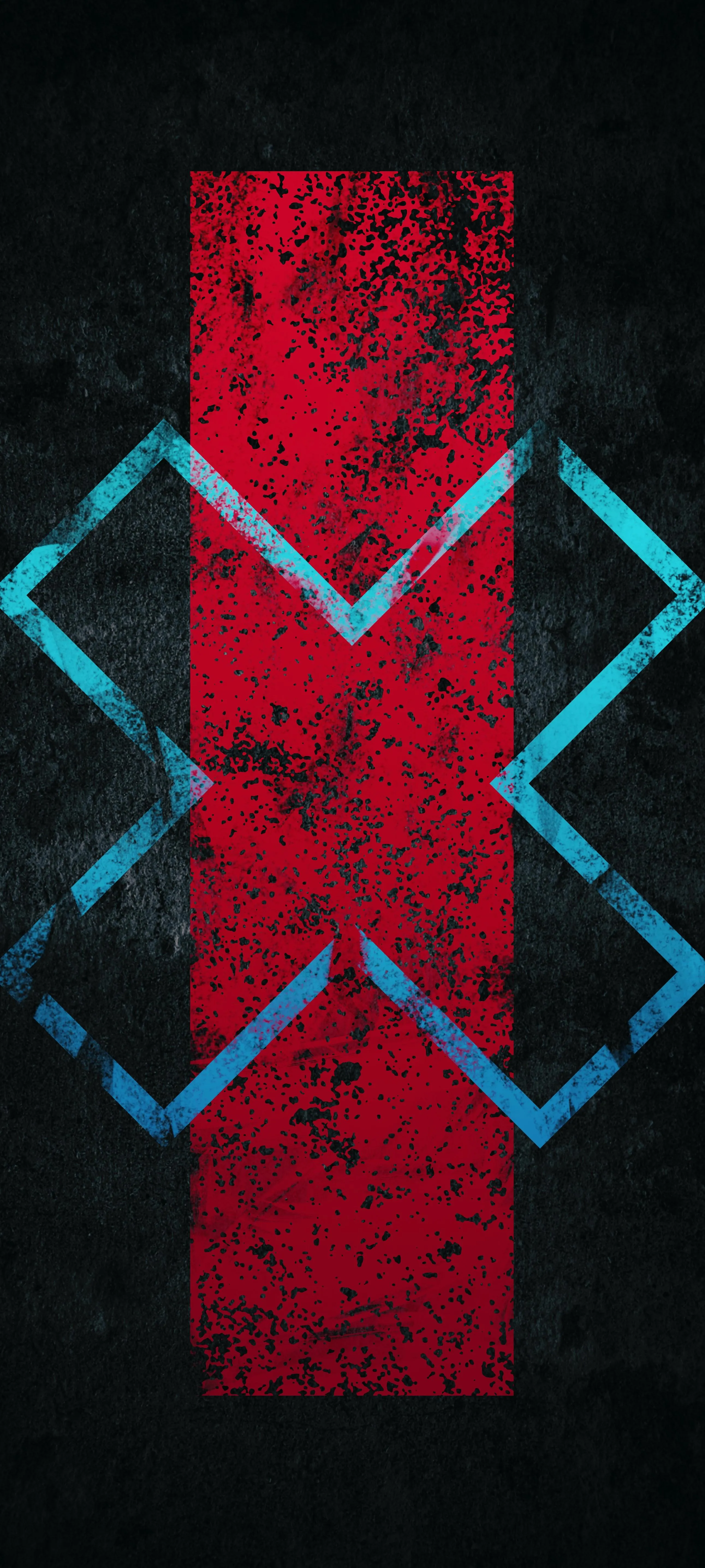 Abstract Red Blue Geometric Digital Wall Art Design
