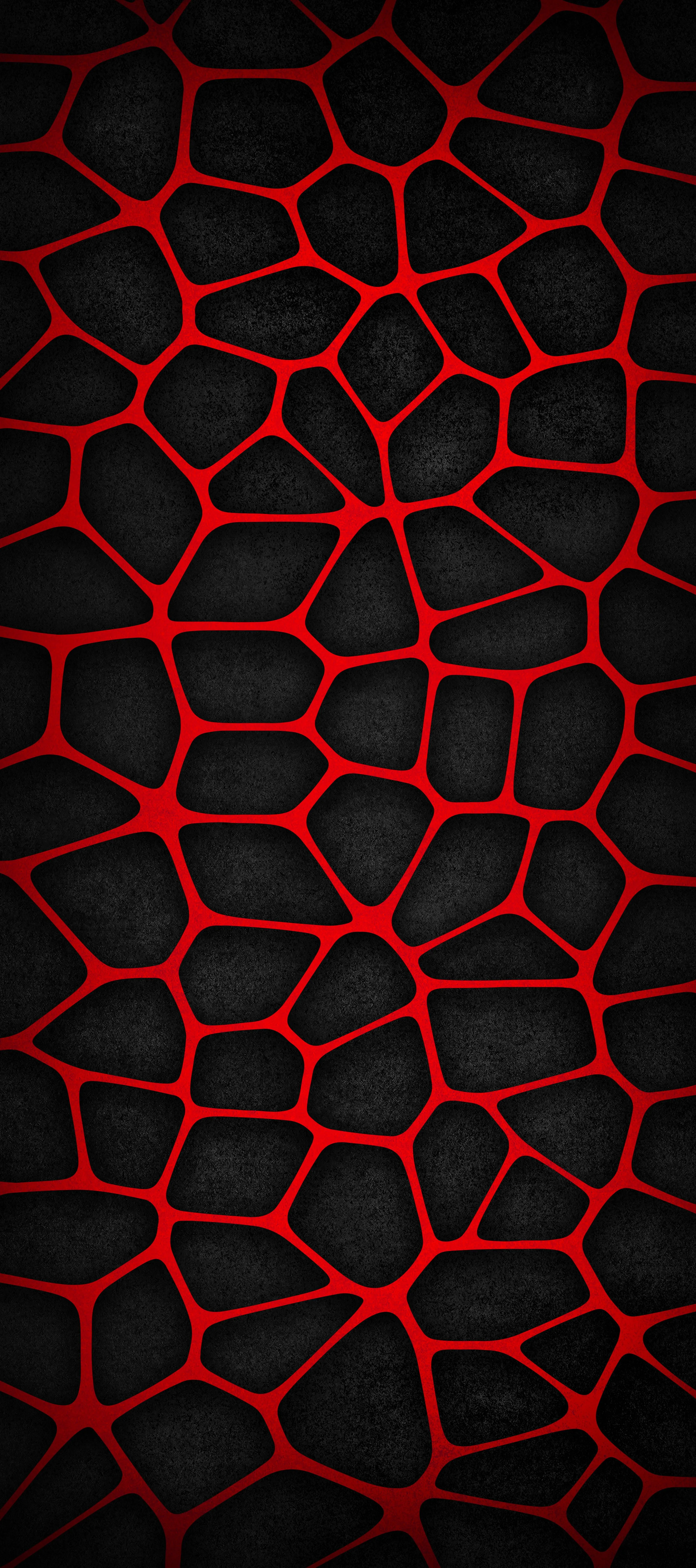 Abstract Red Hexagonal Pattern on Black Background Wallpaper