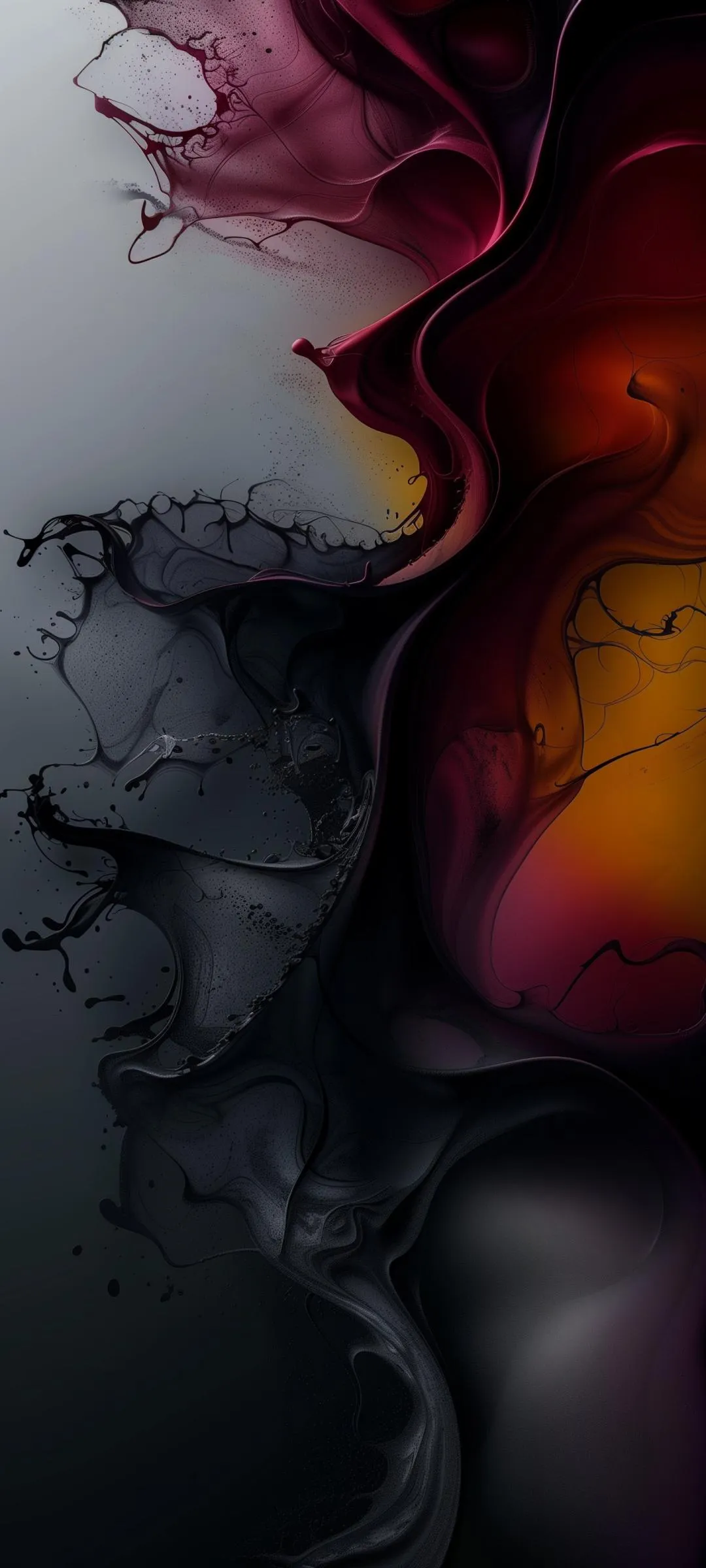 Abstract Smoke Art with Fiery Red and Black Shades Wallpaper