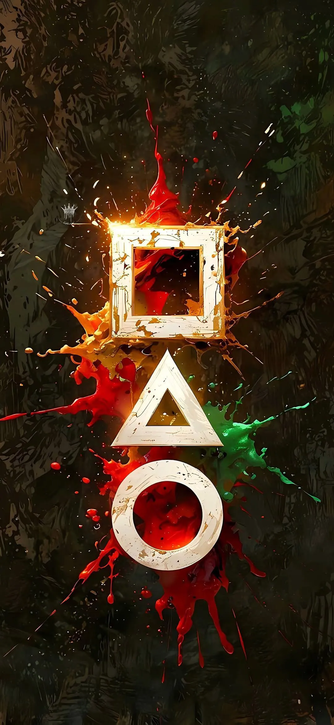 Abstract Splash Art of Iconic Gamepad Button Symbols