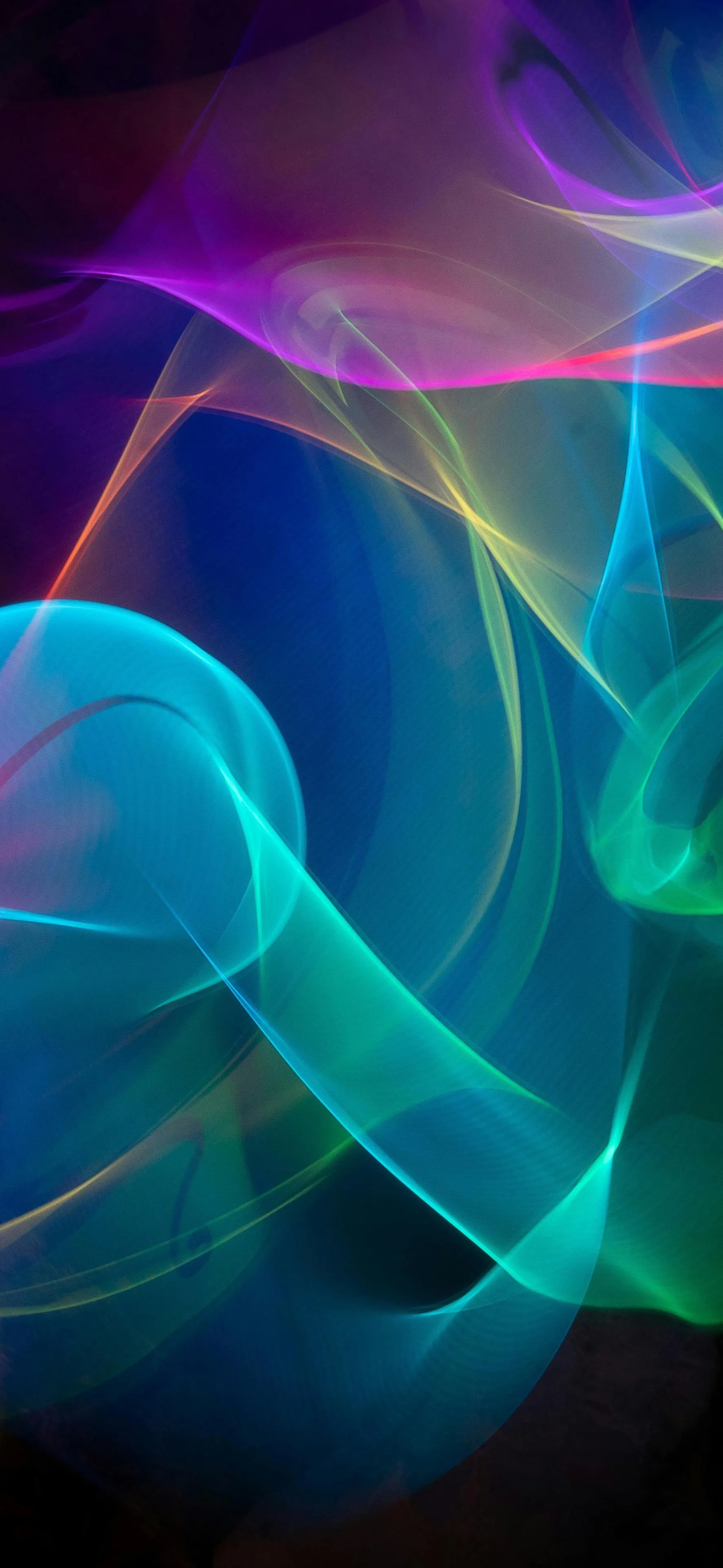 Abstract Swirling Blue and Purple Smoke on Black Wallpaper