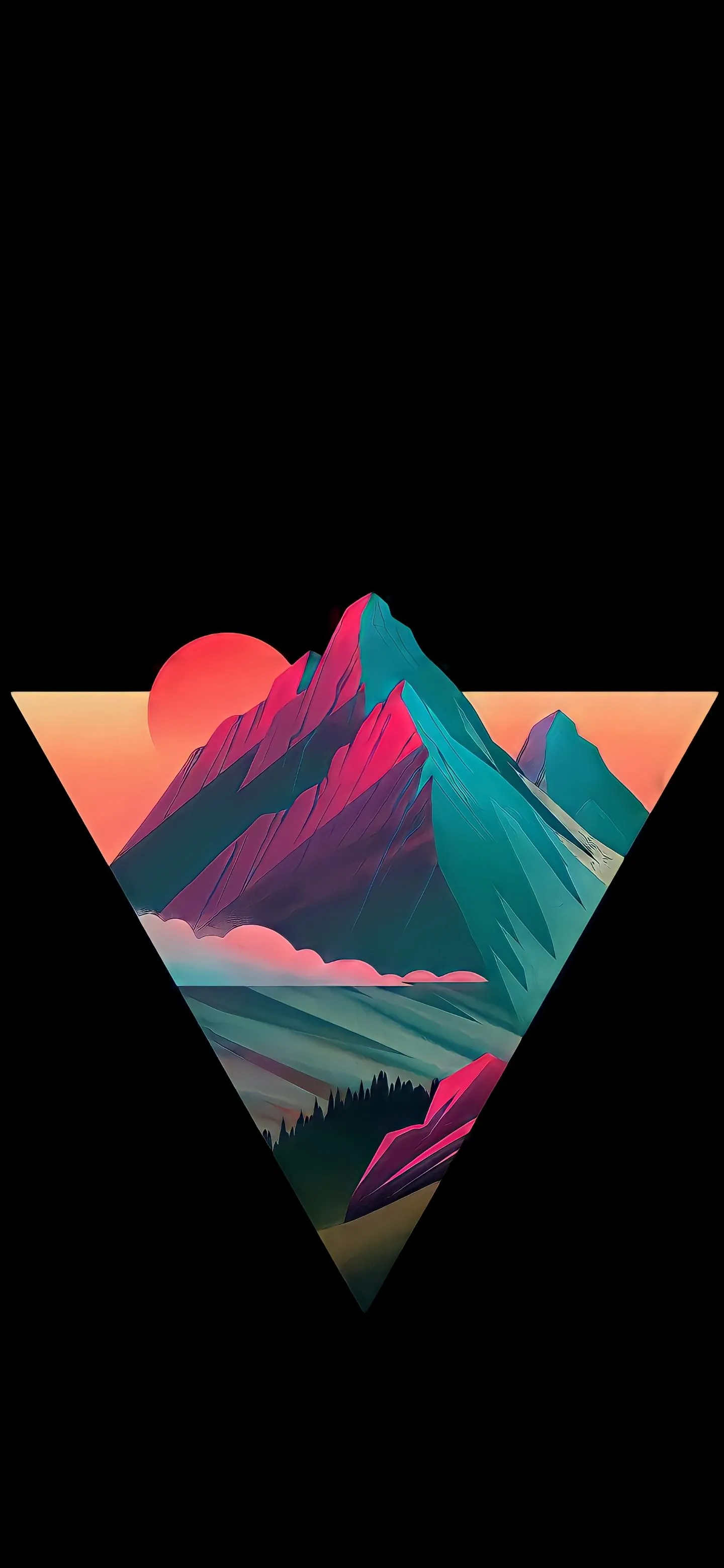 Abstract Triangle Shape With Bright Neon Colors Wallpaper