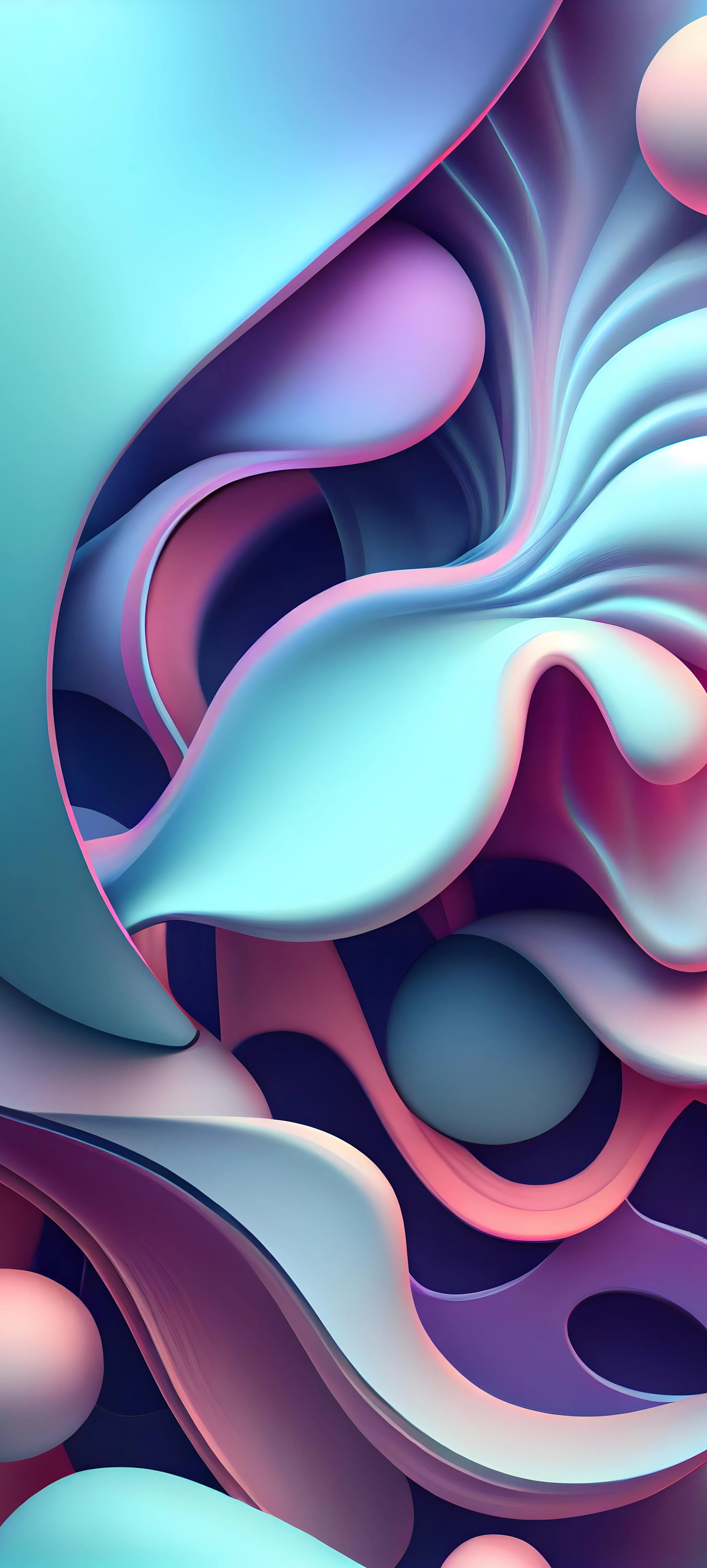 Abstract Waves of Blue and Purple Flowing Paint Wallpaper