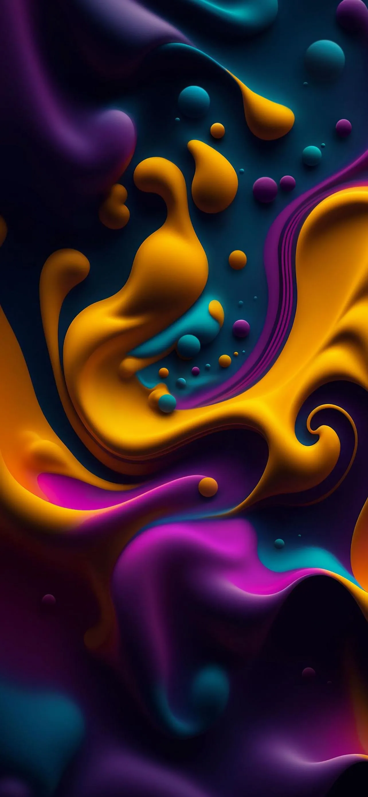 Abstract Yellow and Purple Fluid Color Design Art Wallpaper