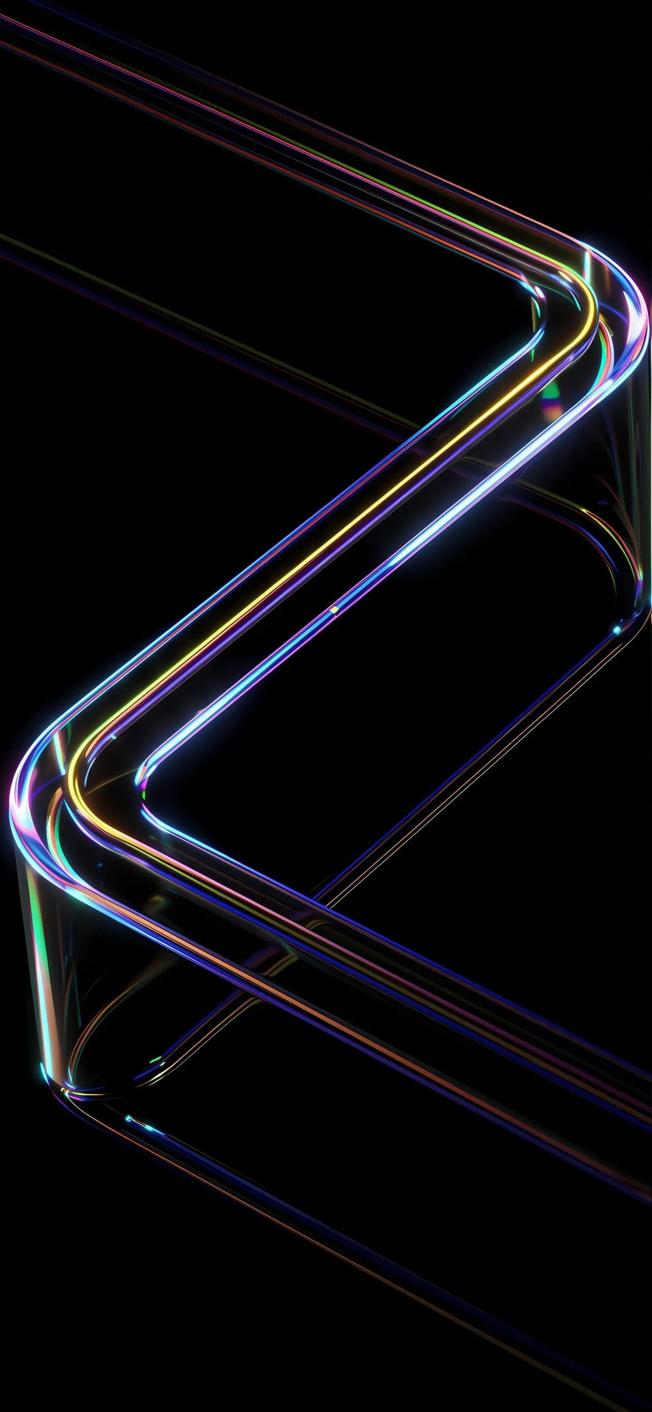 Abstract Zigzag Light Streaks on Black Background Wallpaper