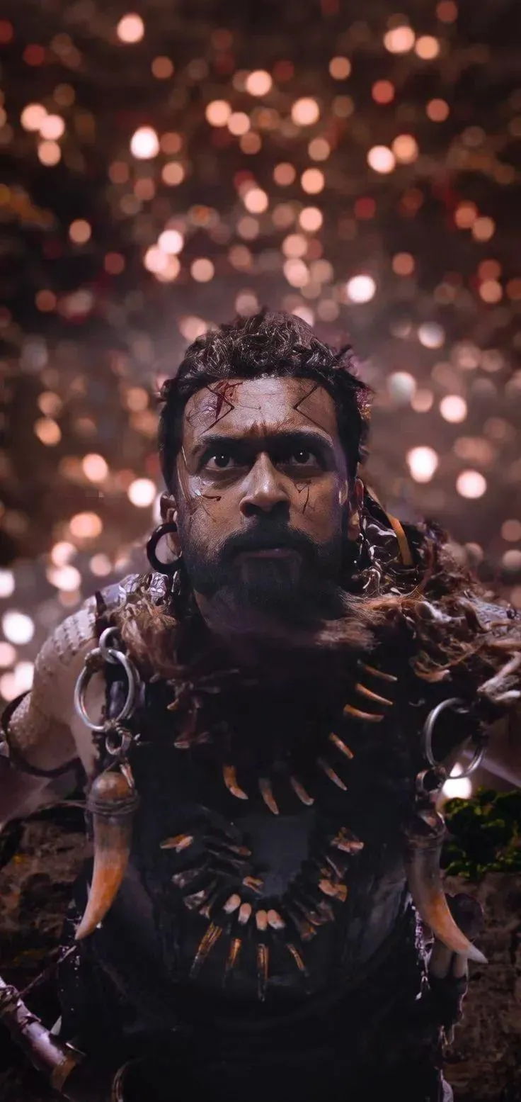 Actor Suriya Emerging with Fierce Determination and Power