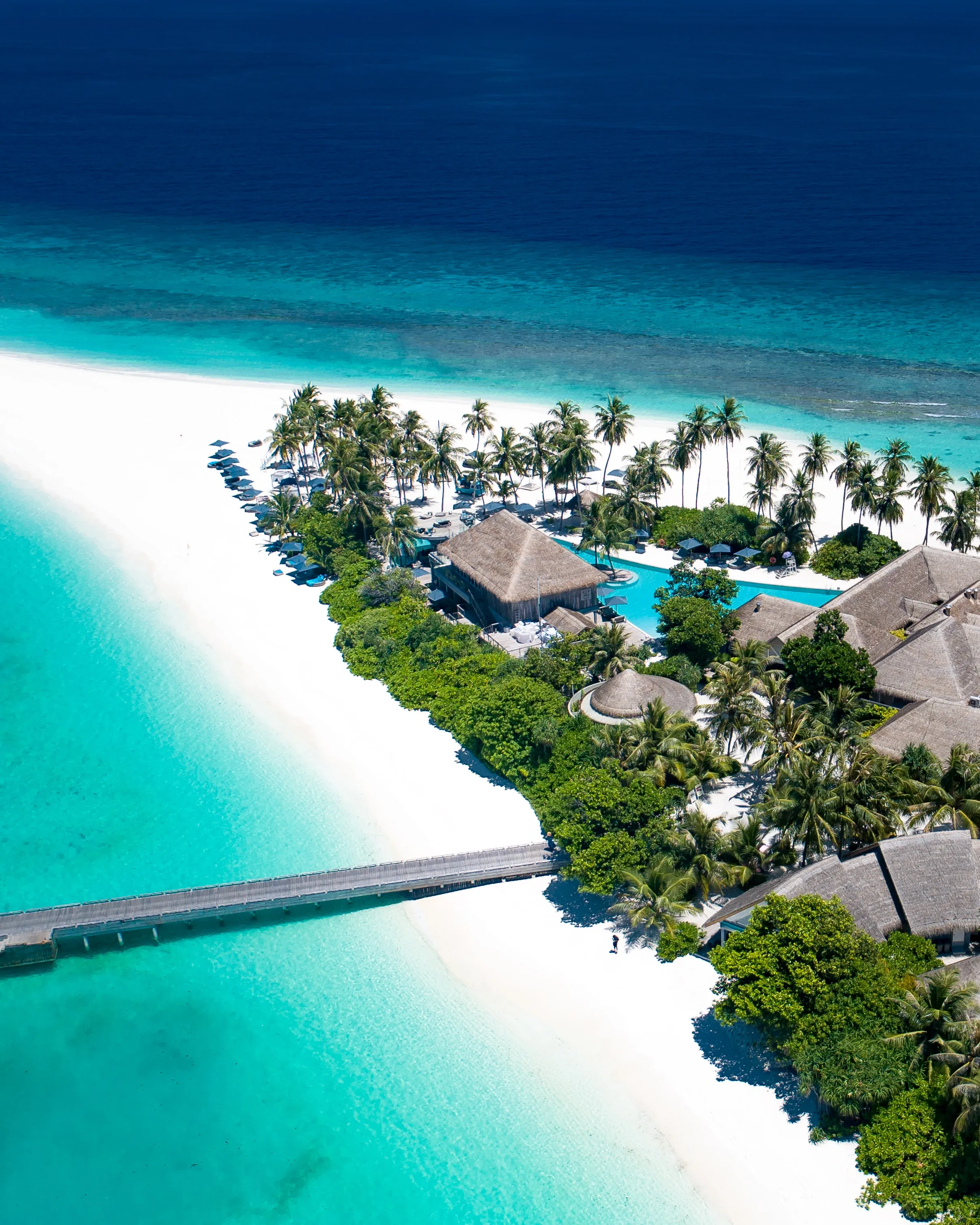 Aerial Resort View with Blue Ocean Villas Wallpaper