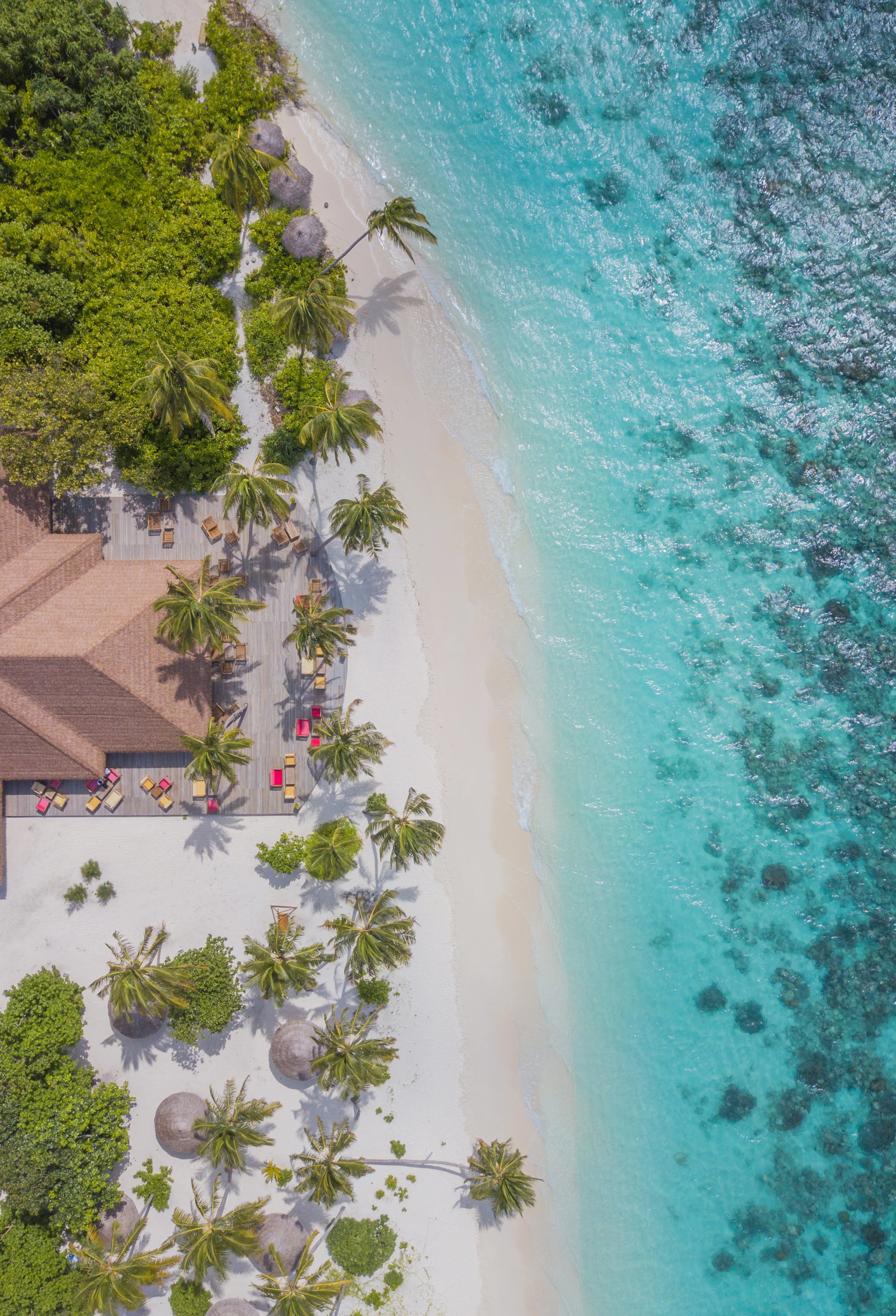 Aerial View of Beach with Crystal Blue Ocean Wallpaper