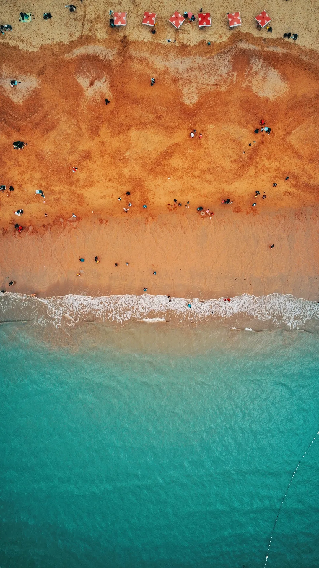 Aerial View of Beach with Golden Sand Shore Wallpaper