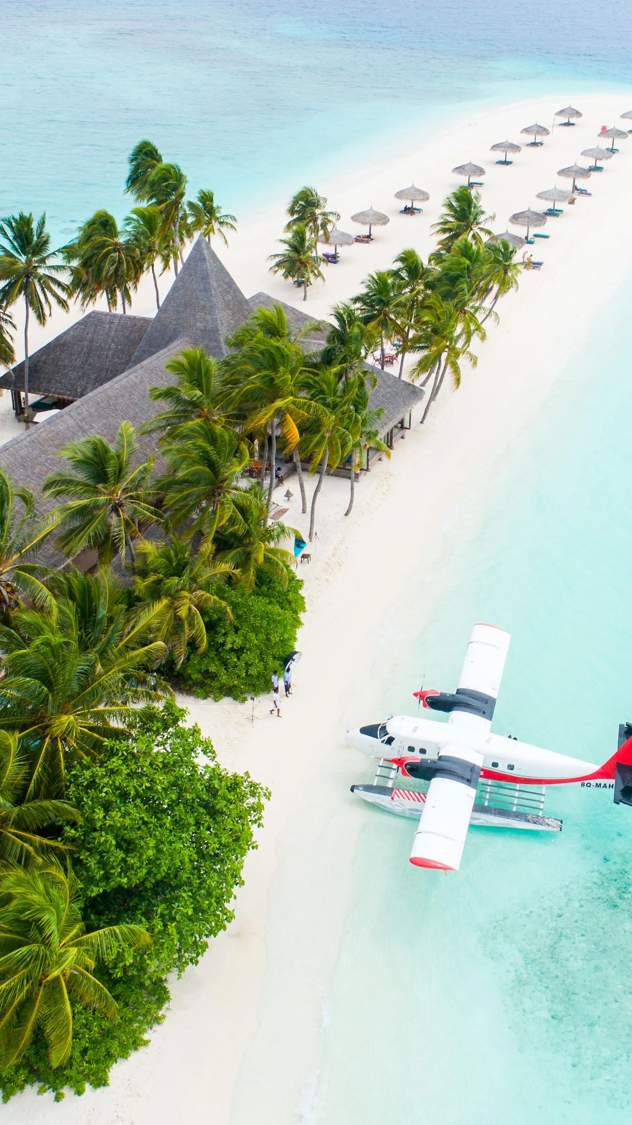 Aerial View of Boats in Crystal Clear Tropical Water