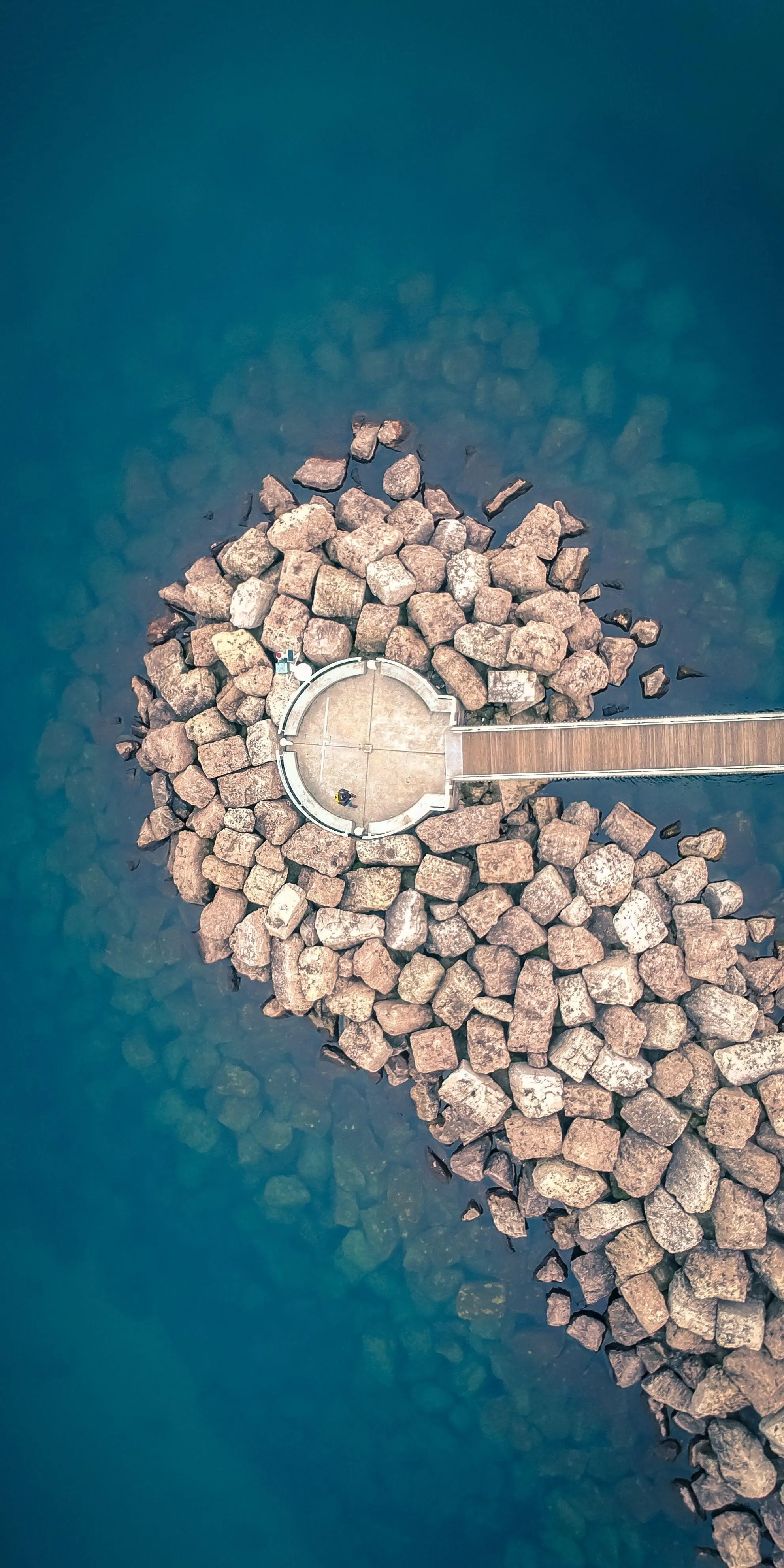 Aerial View of Sandbar Surrounded by Blue Ocean Wallpaper