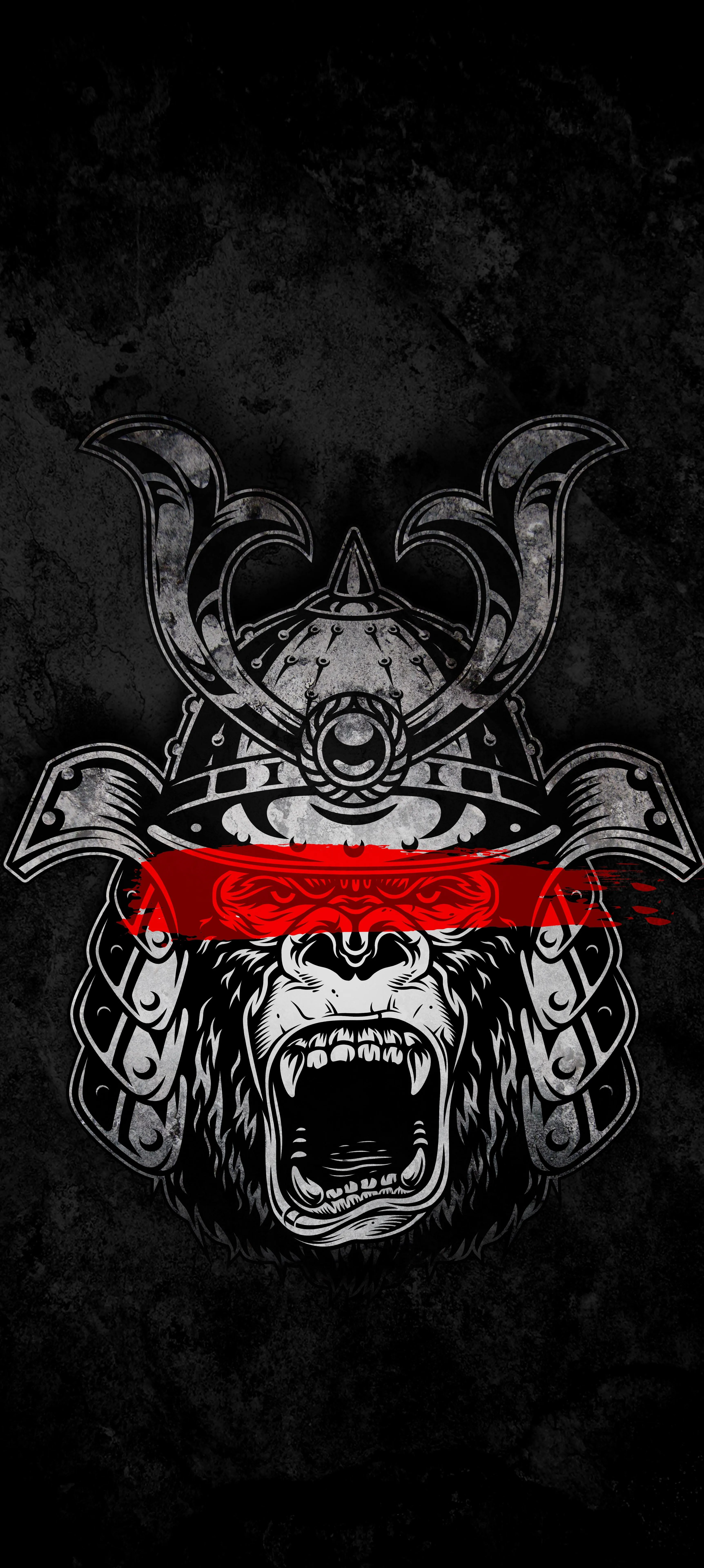 Aggressive Gorilla Artwork with Red Eyes and Shadows Image