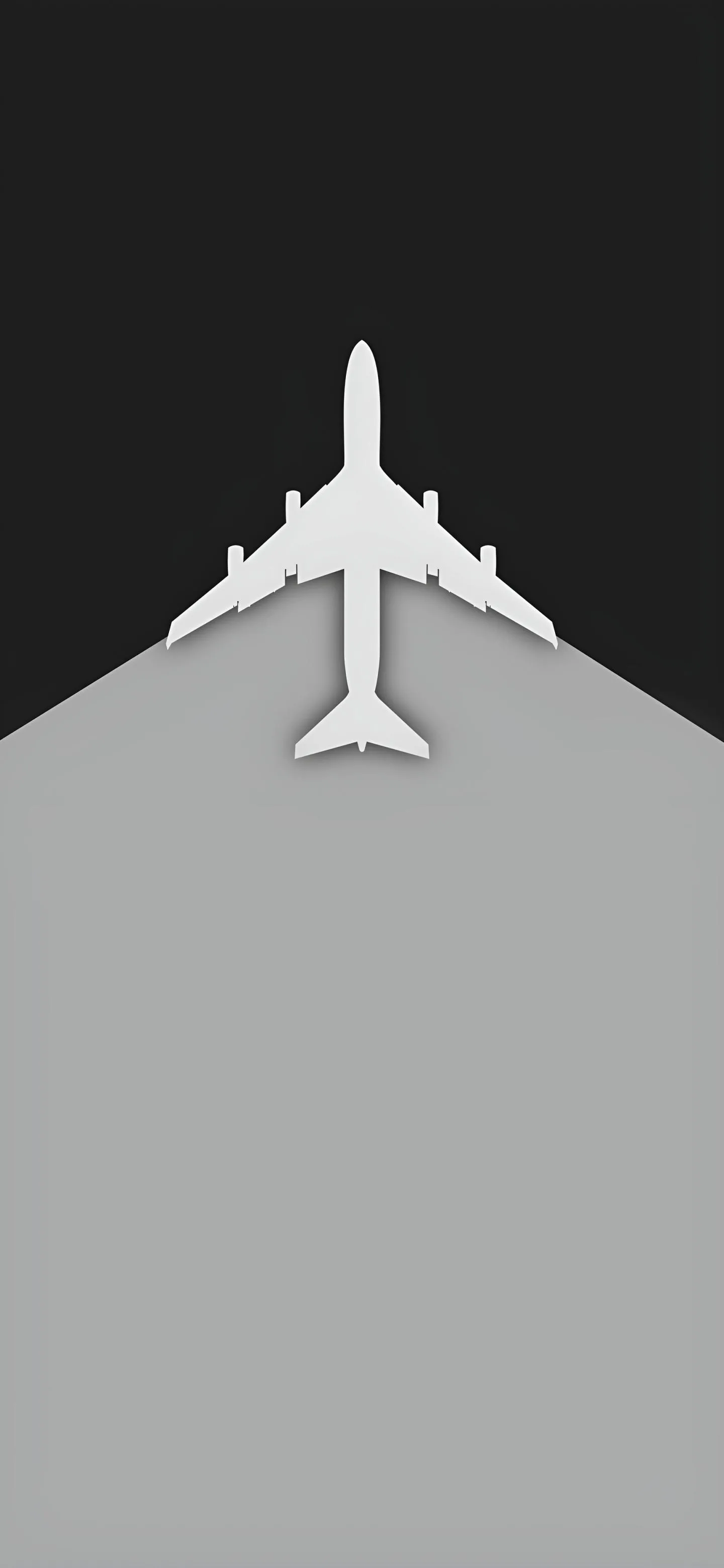 Airplane Takeoff on Runway in Minimal Gray Design Wallpaper