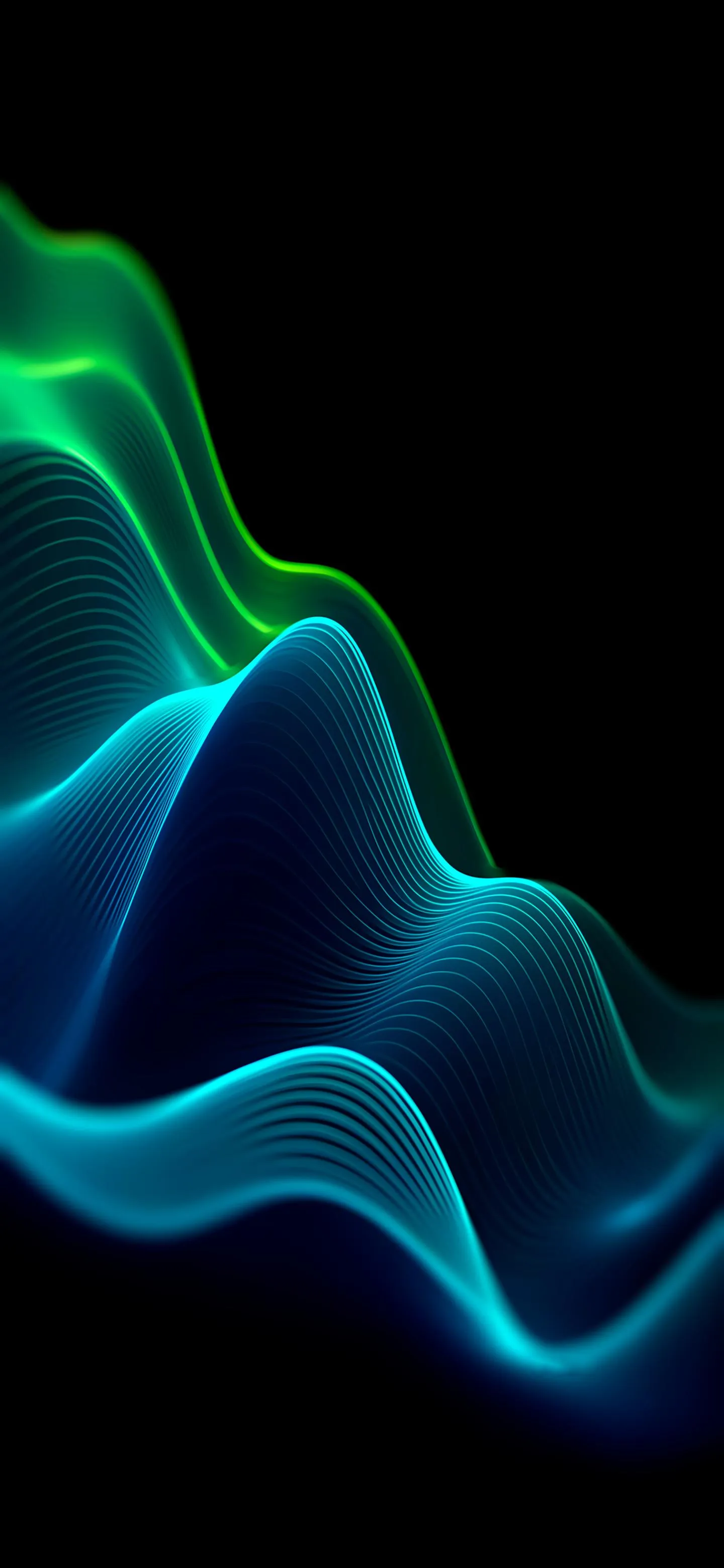 Amazing Green Blue Wave Energy Flow Abstract Wallpaper