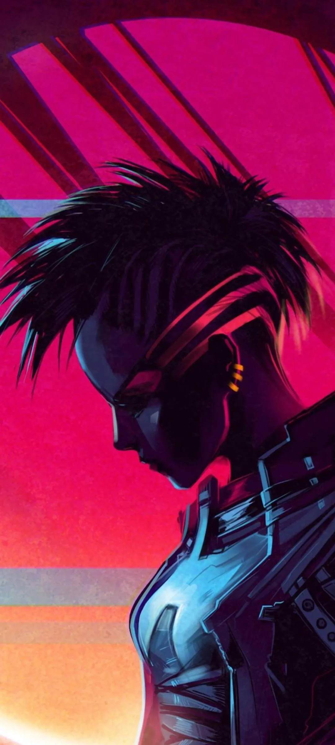 Amazing Neon Cyberpunk Portrait Art Mobile Wallpaper