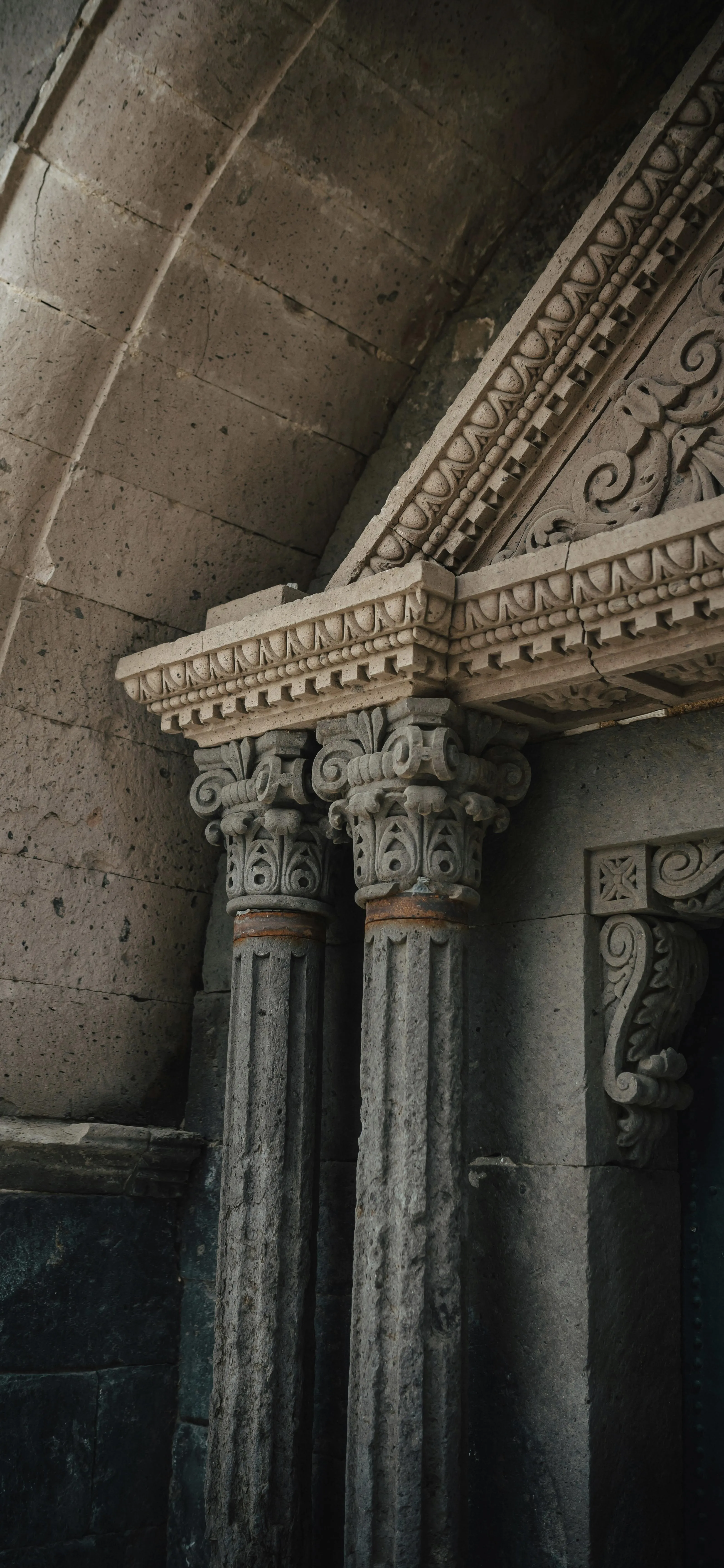 Ancient Greek Temple Columns with Stone Architecture Detail
