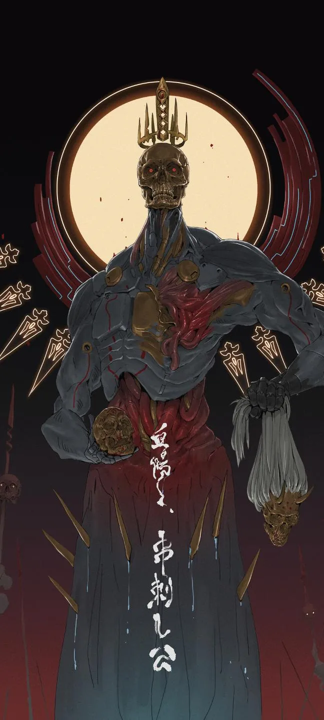 Ancient Warrior in Red and Gold Armor Art Wallpaper