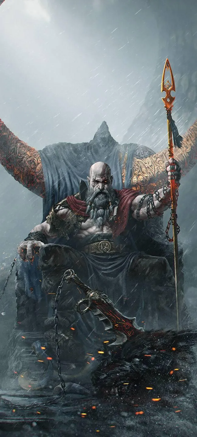 Ancient Warrior King on Throne of Eternal Power Wallpaper