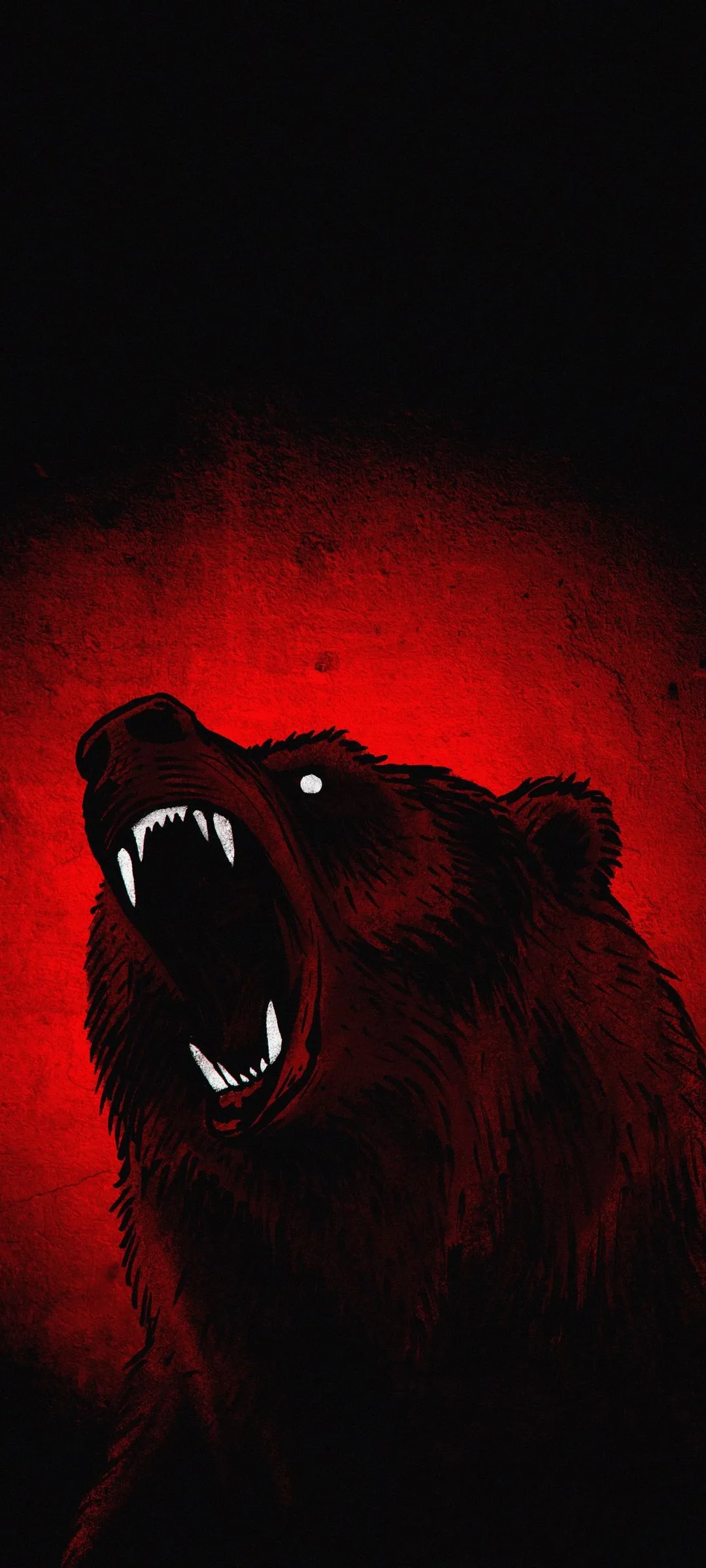 Angry Bear Roaring Fiercely Against a Red Black Background