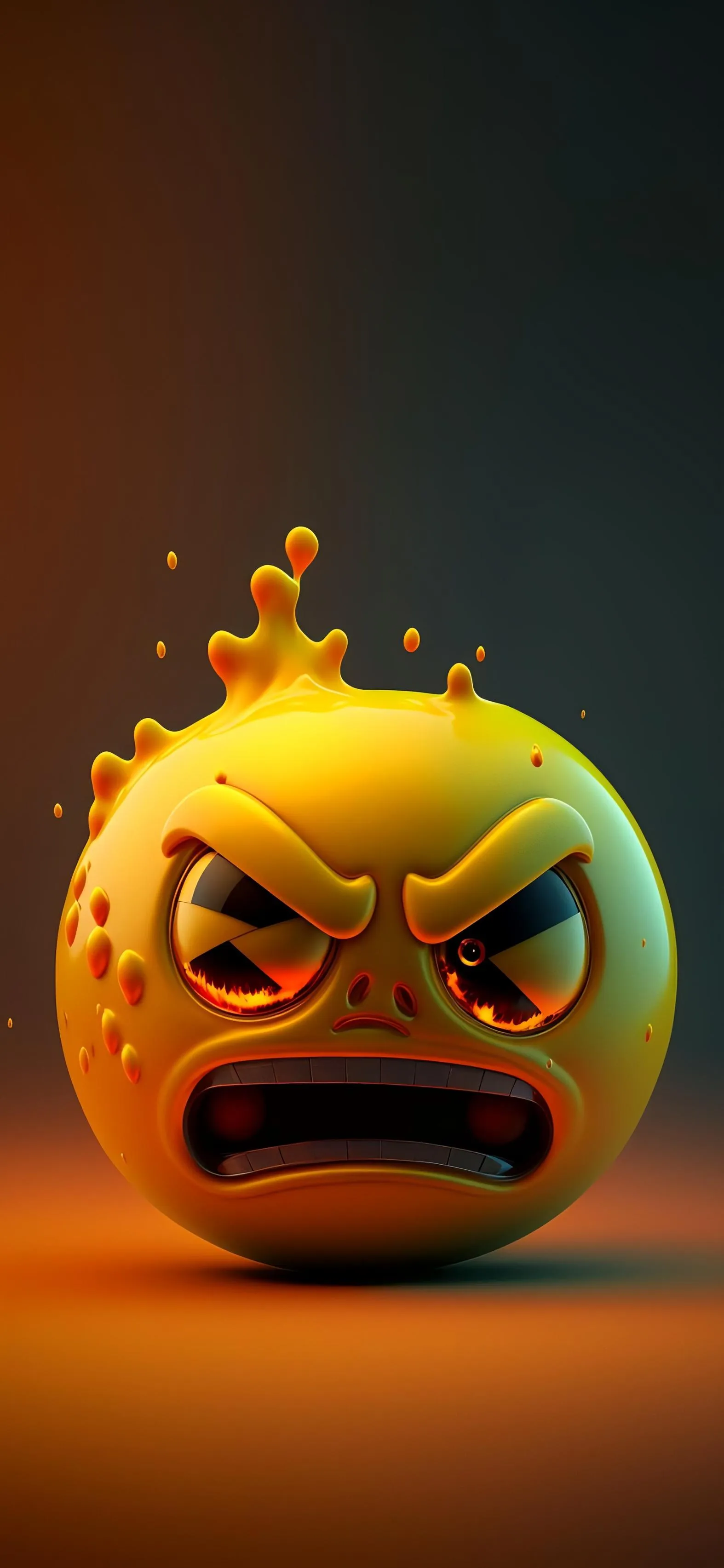 Angry Emoji Face with Fiery Explosion Concept Wallpaper