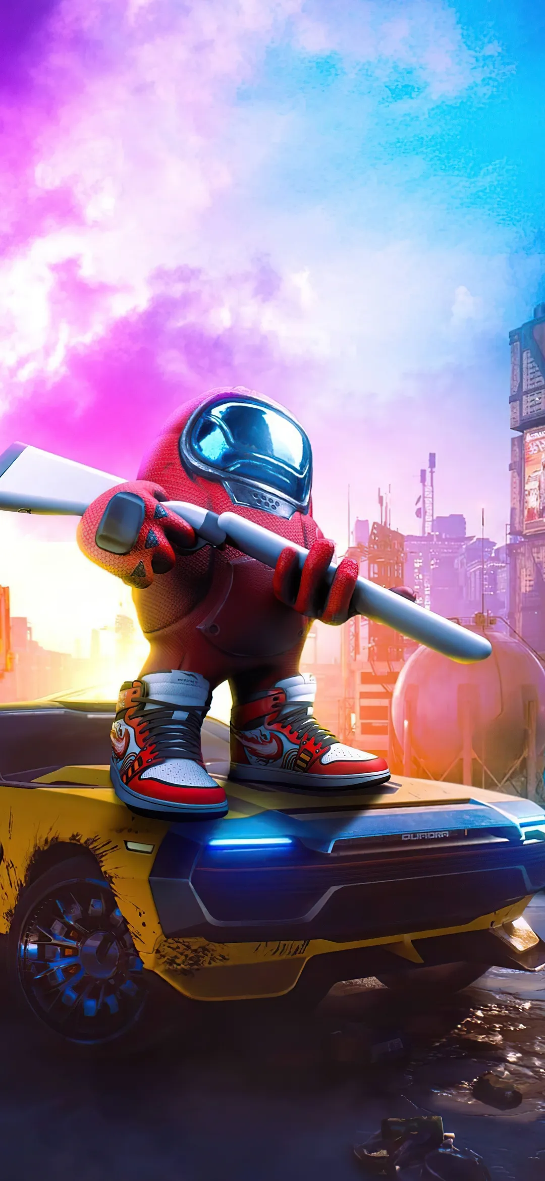 Animated Astronaut Holding a Gun in Vibrant Scifi Scene