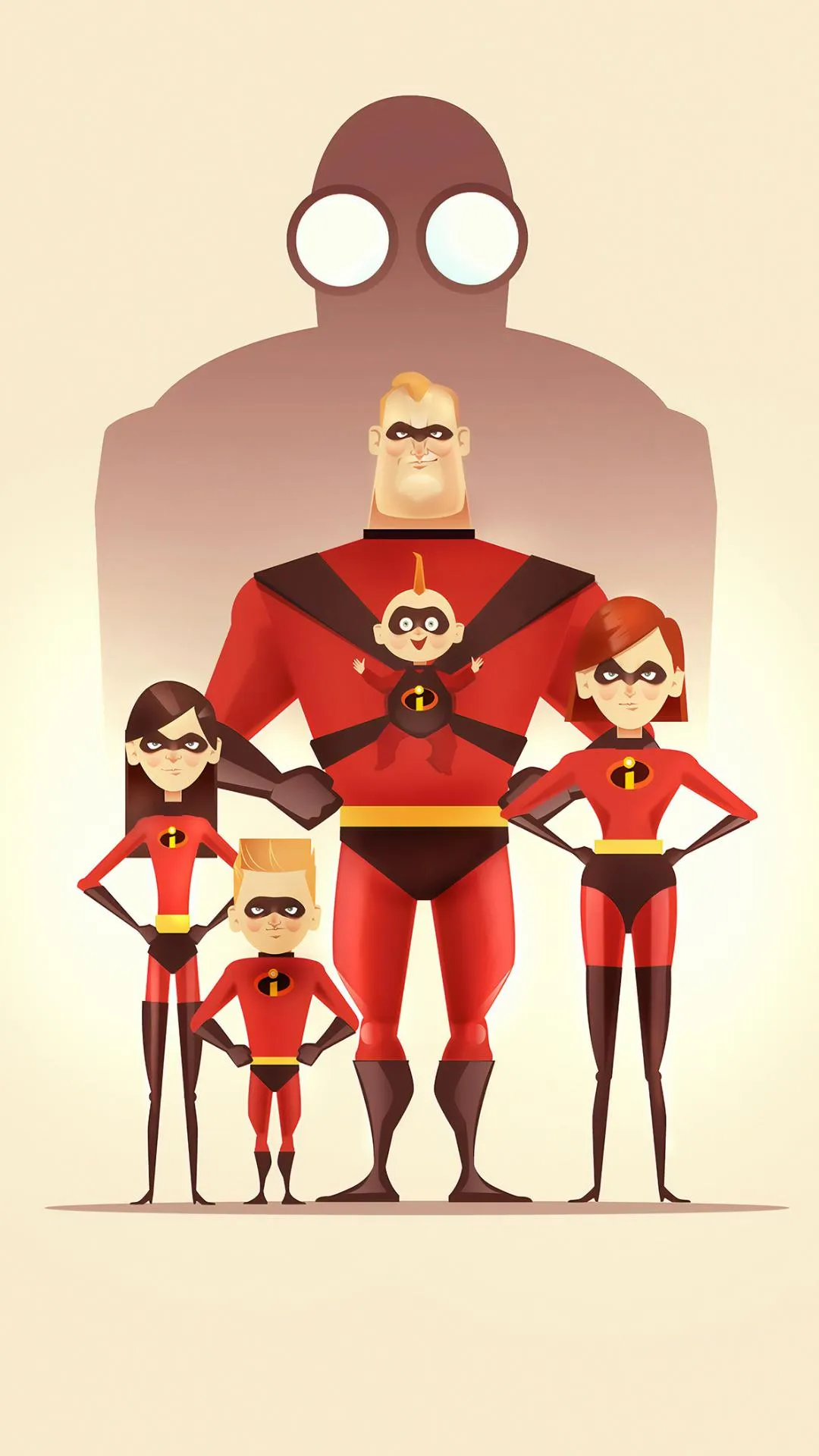 Animated Incredible Family Team in Minimal Flat Design