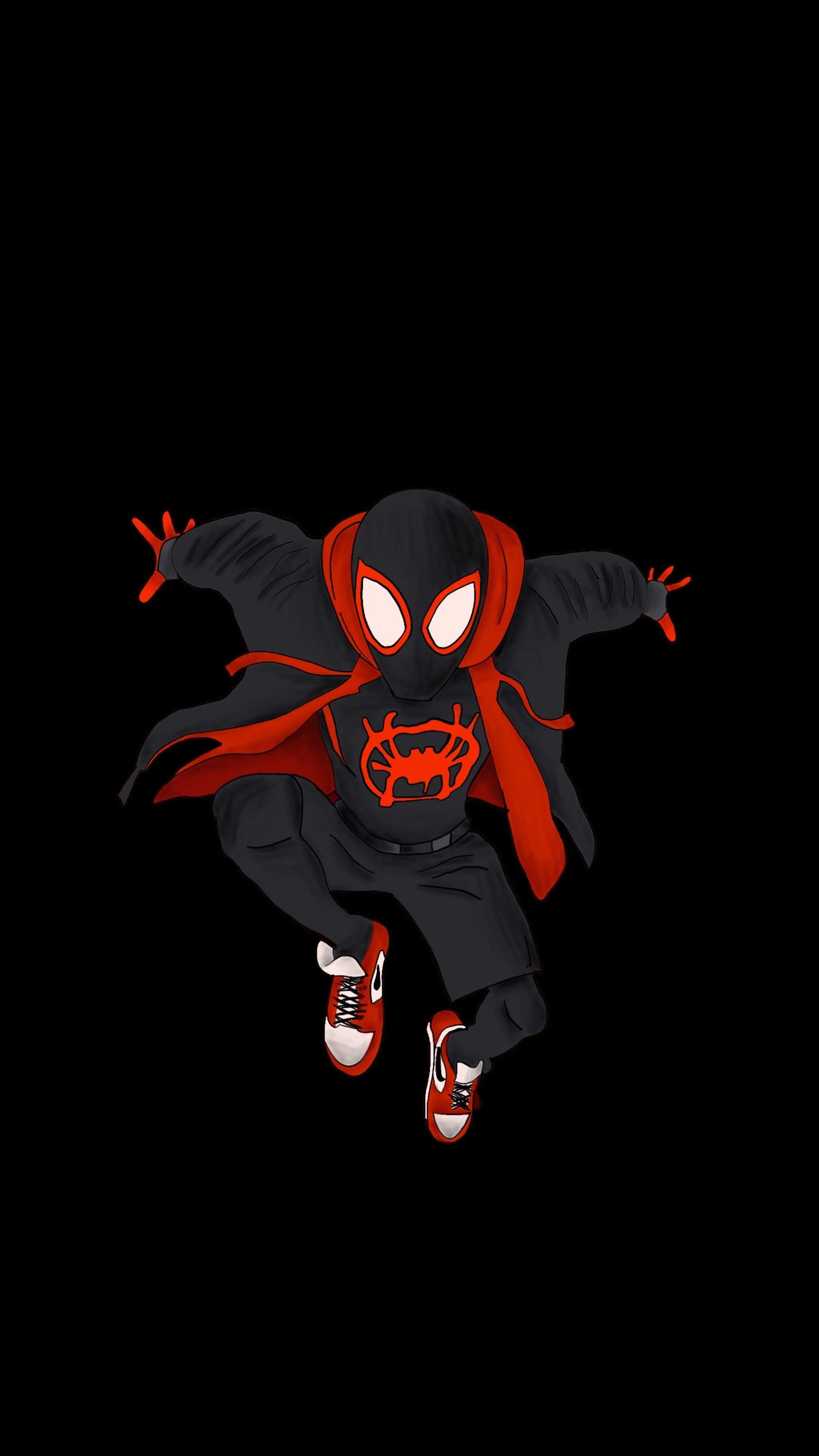 Animated Superhero Pose on Black Red Comic Theme