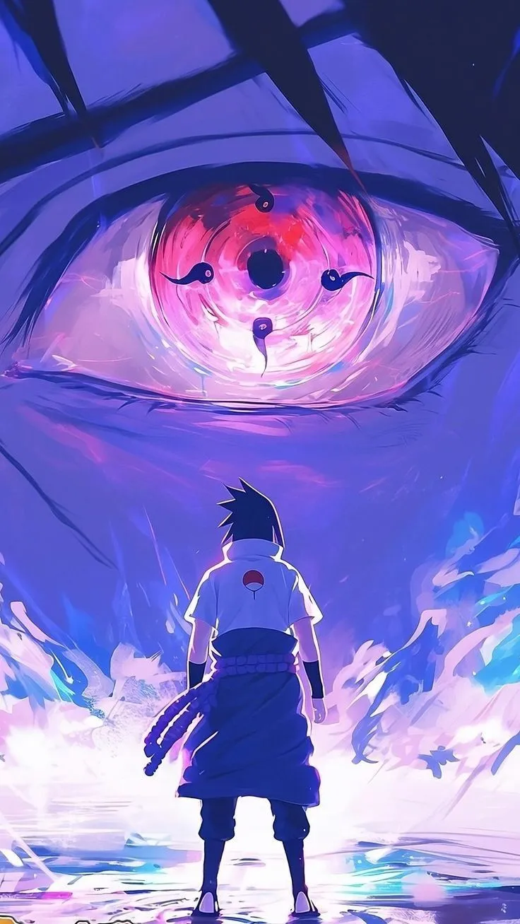 Anime Character Under Giant Glowing Eye Sky Wallpaper