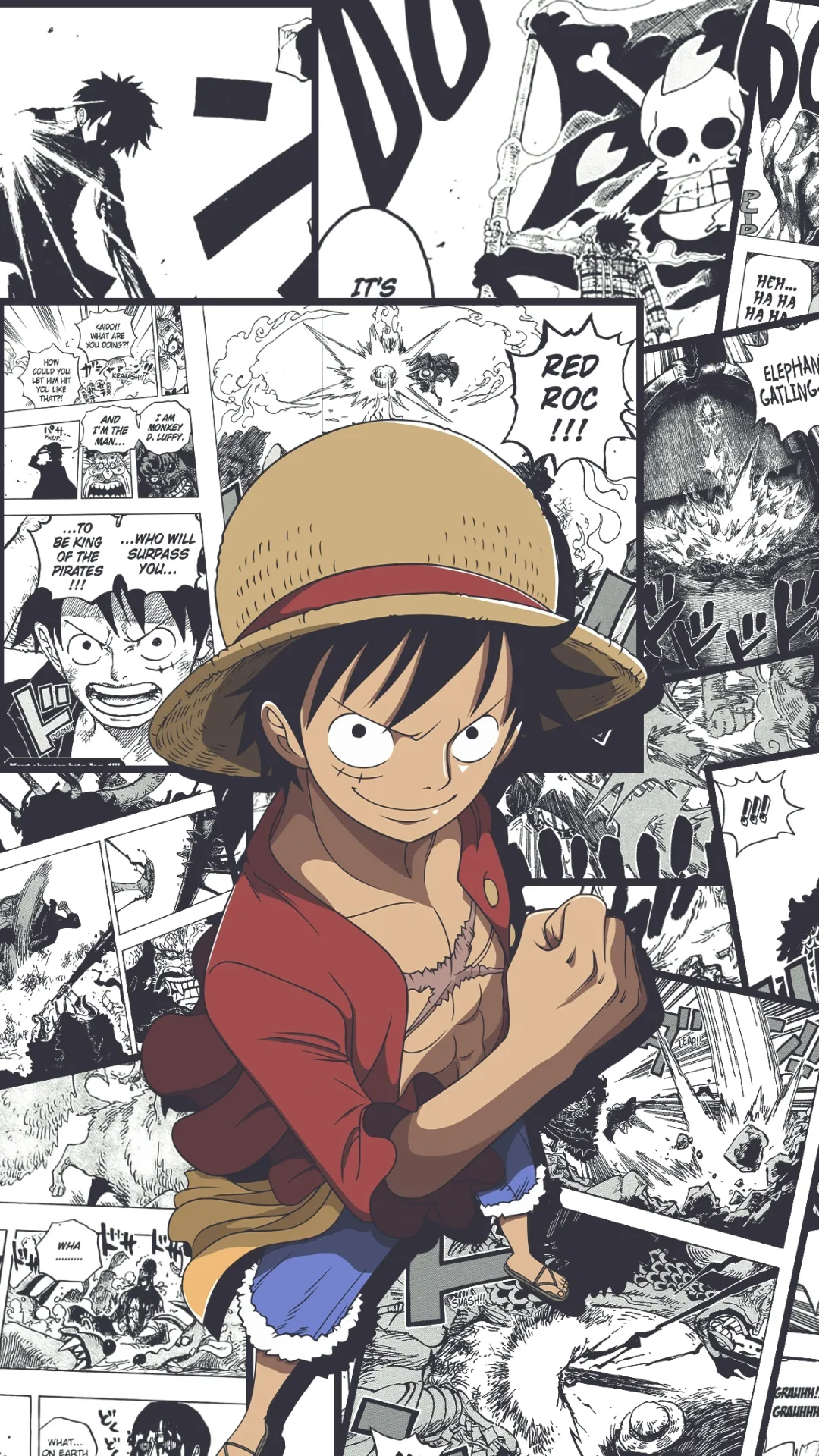 Anime Character with Straw Hat and Graphic Art Wallpaper
