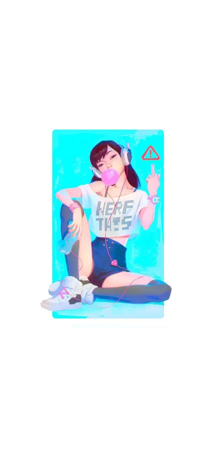 Anime Girl Sitting with Blue Neon Background Art Wallpaper