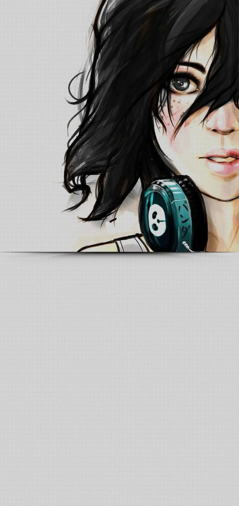 Anime Girl with Headphones on a Clean White Background